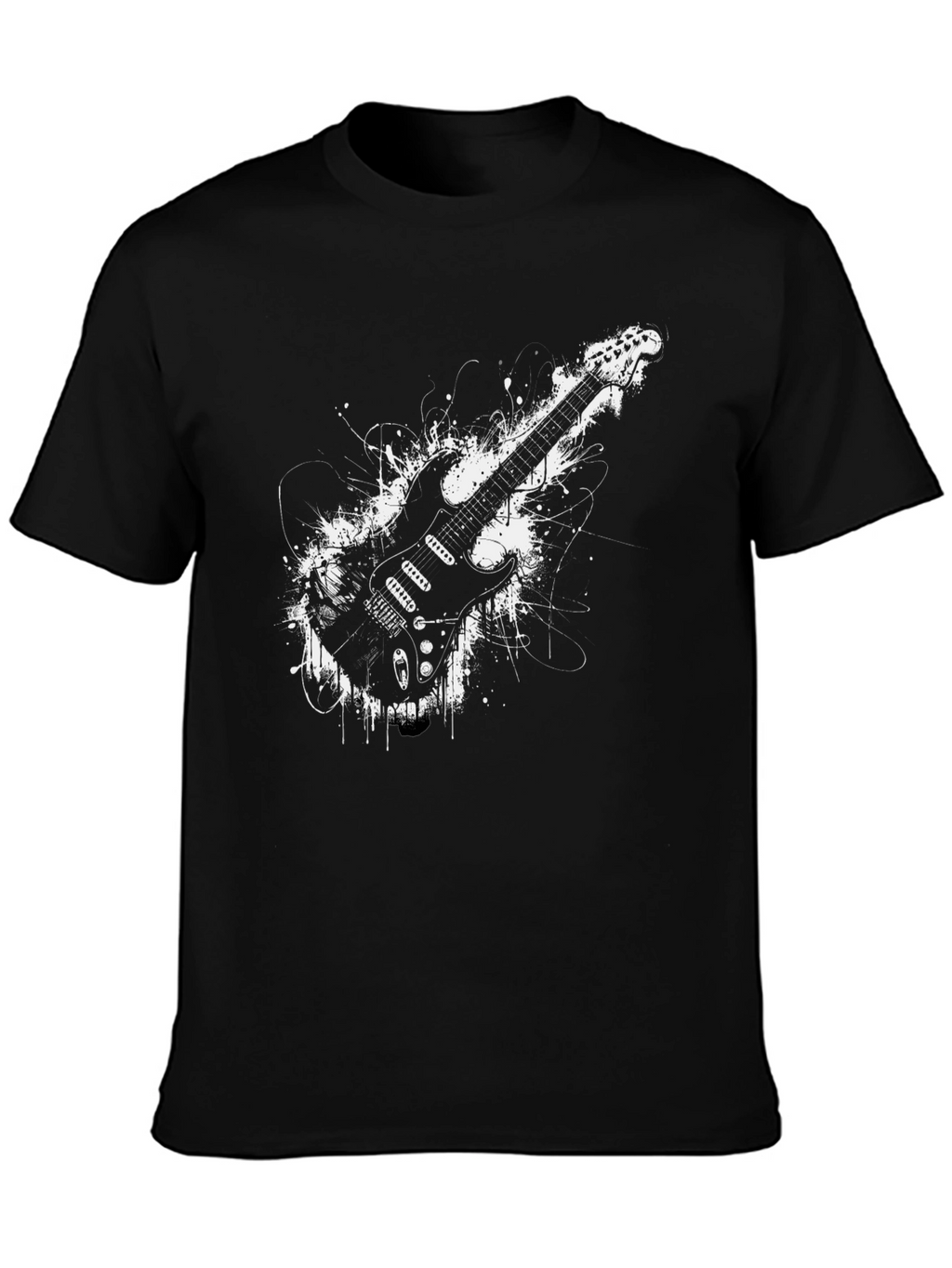 Electric Guitar Graphic Tee - Rocker Style Black T-Shirt