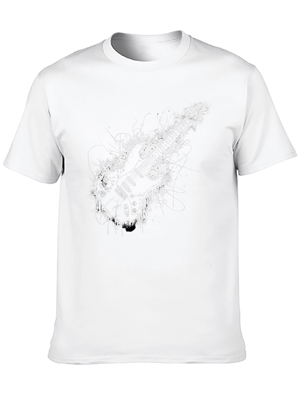 Electric Guitar Graphic Tee - Rocker Style Black T-Shirt
