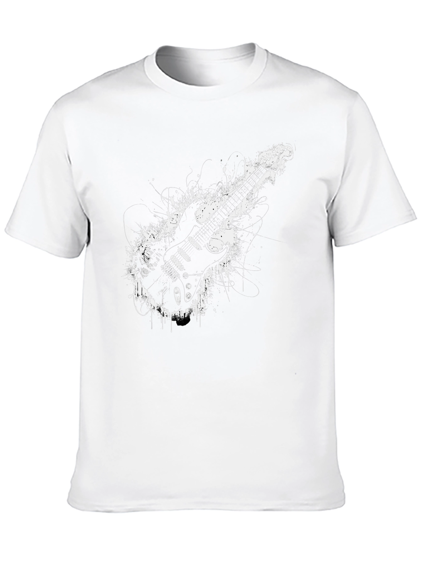Electric Guitar Graphic Tee - Rocker Style Black T-Shirt