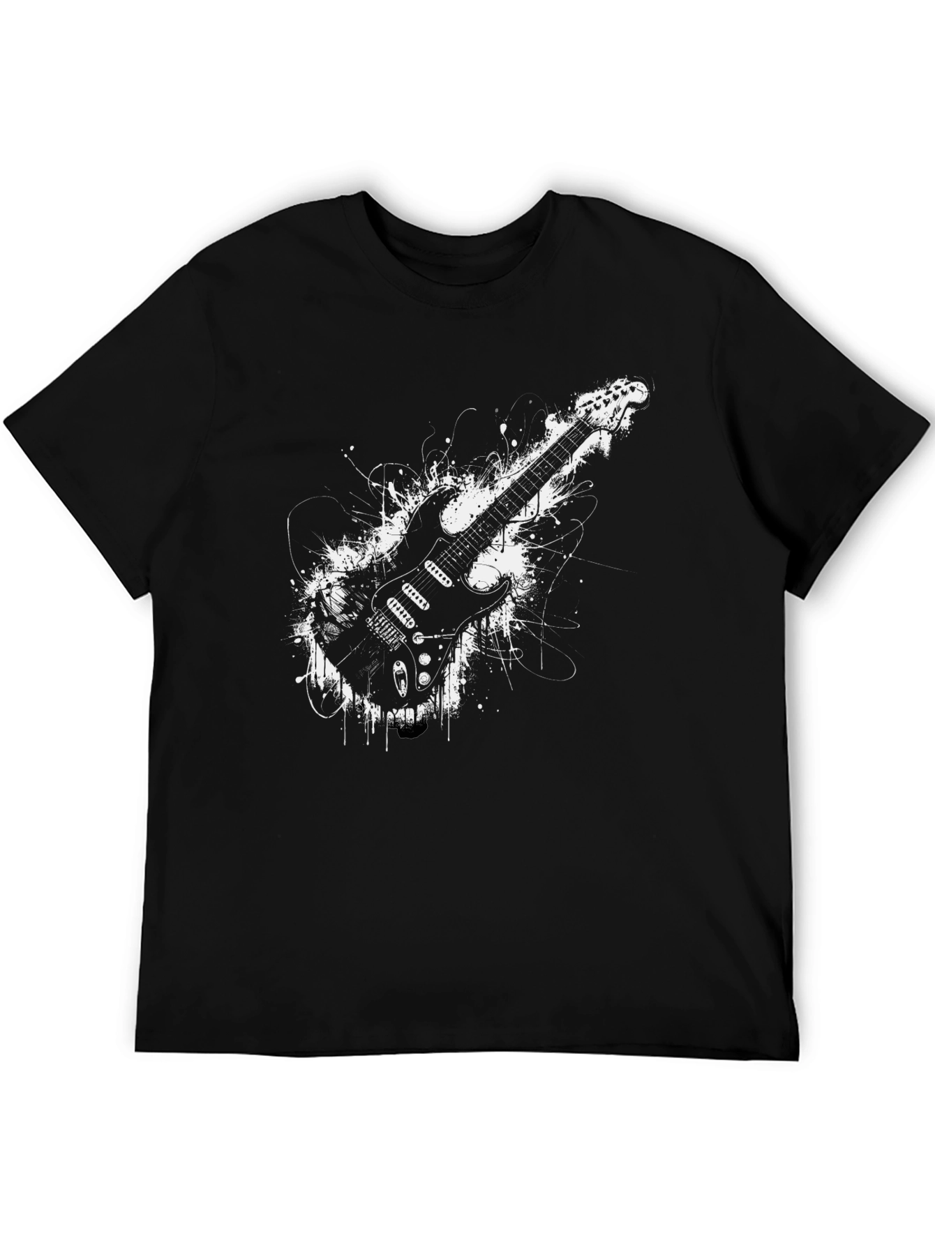Electric Guitar Graphic Tee - Rocker Style Black T-Shirt
