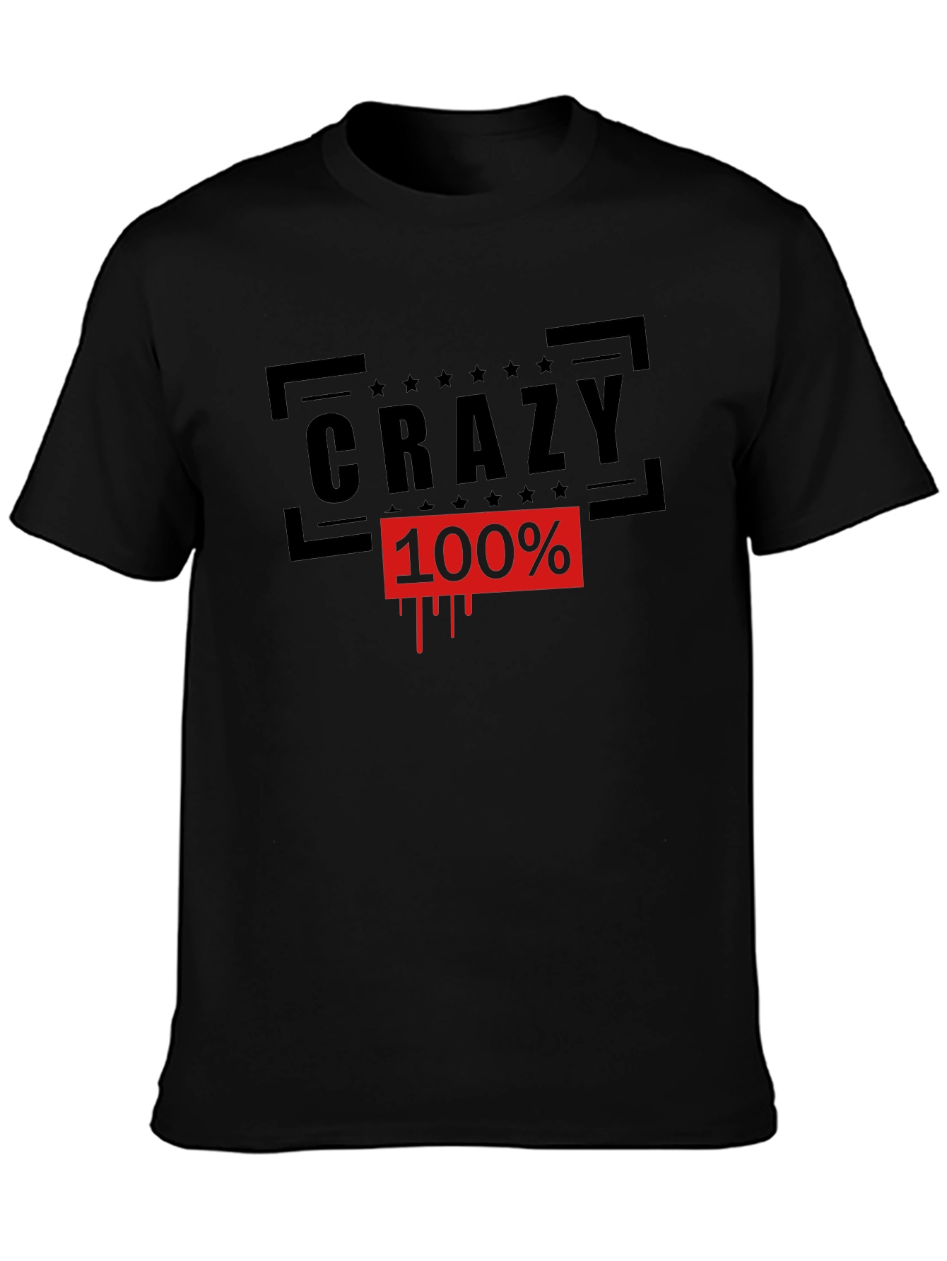 Crazy 100% Graphic Tee - Black Cotton T-Shirt