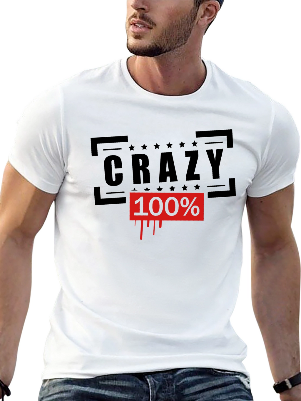 Crazy 100% Graphic Tee - Black Cotton T-Shirt