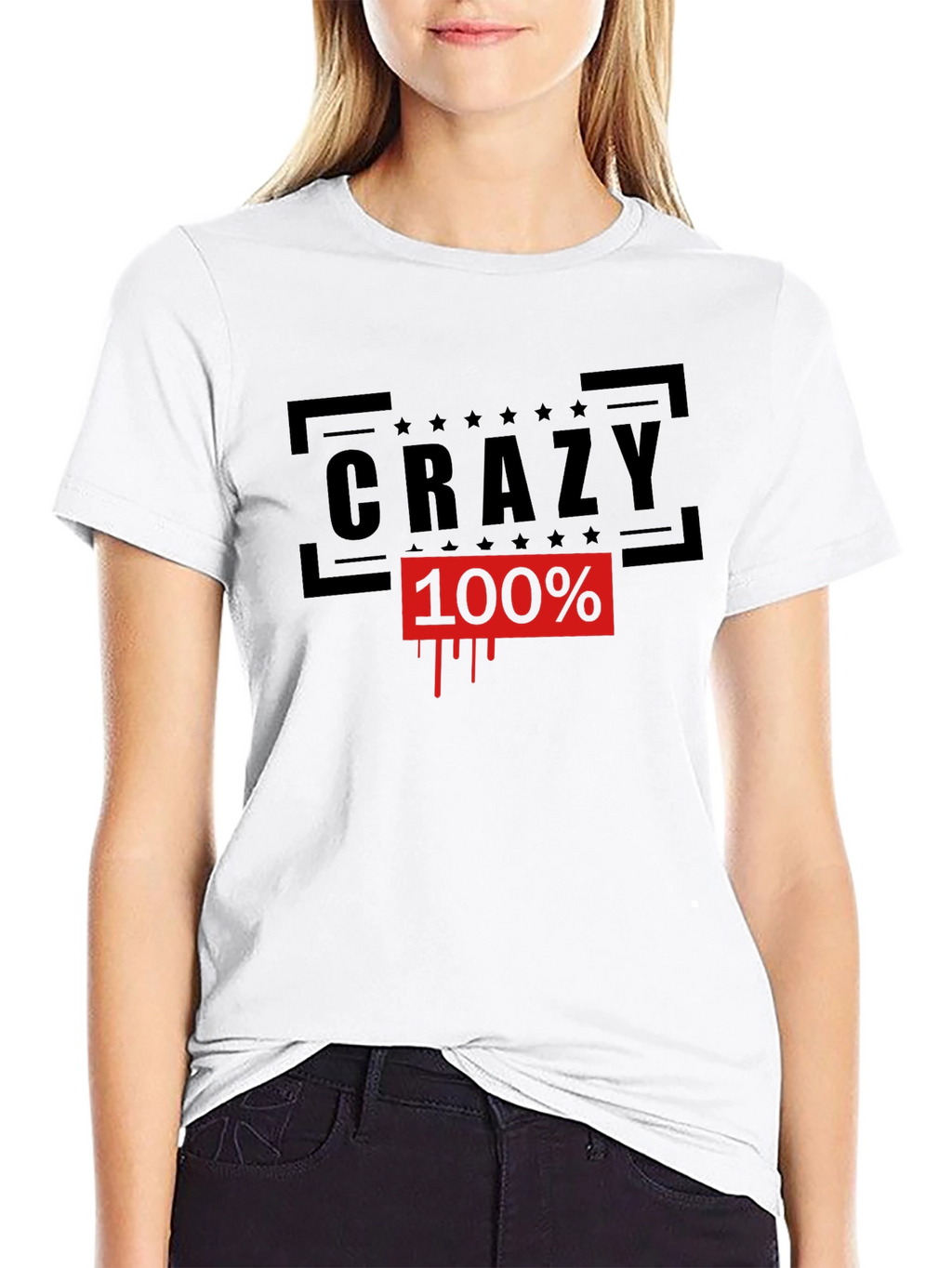 Crazy 100% Graphic Tee - Black Cotton T-Shirt