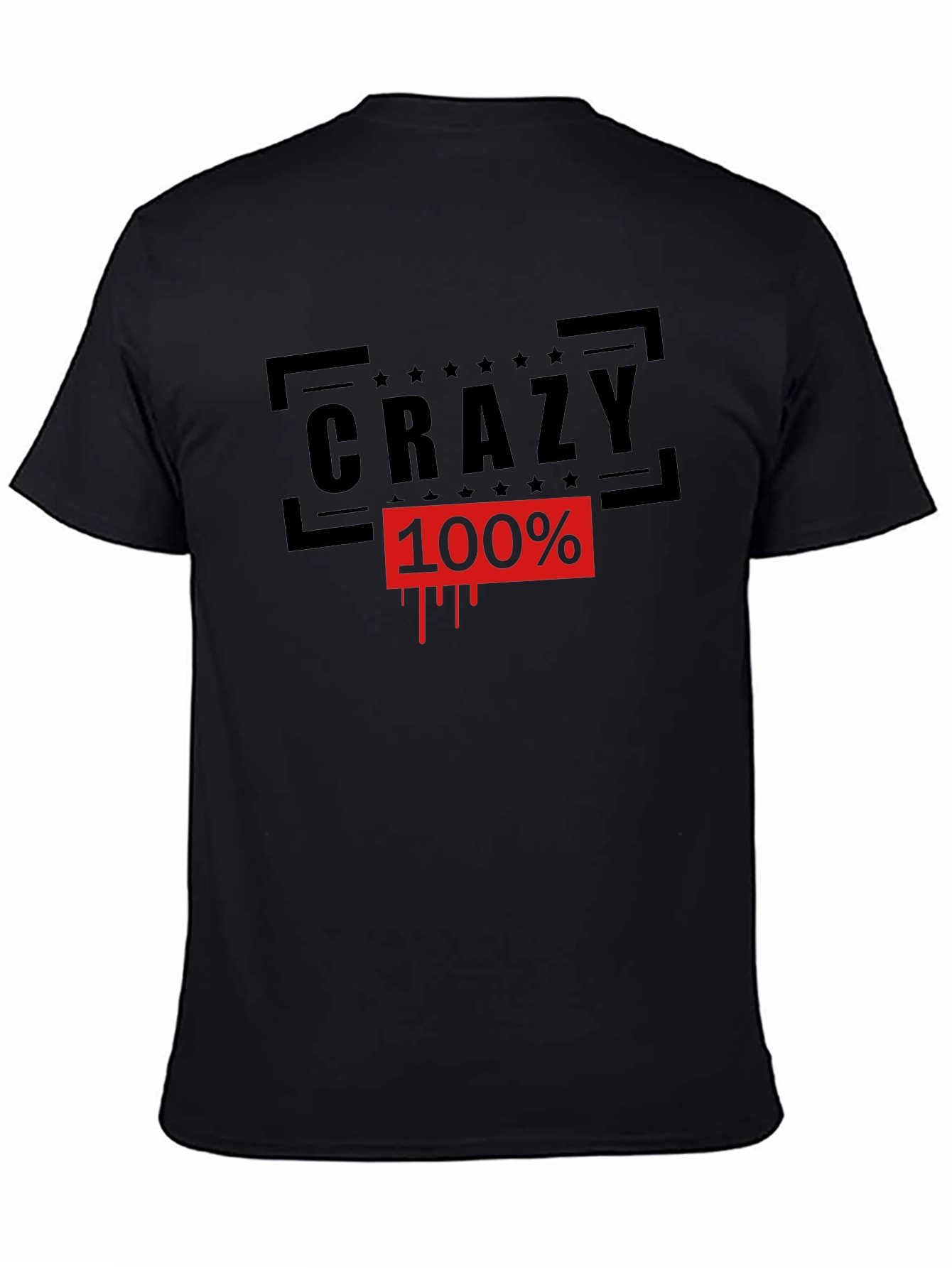 Crazy 100% Graphic Tee - Black Cotton T-Shirt