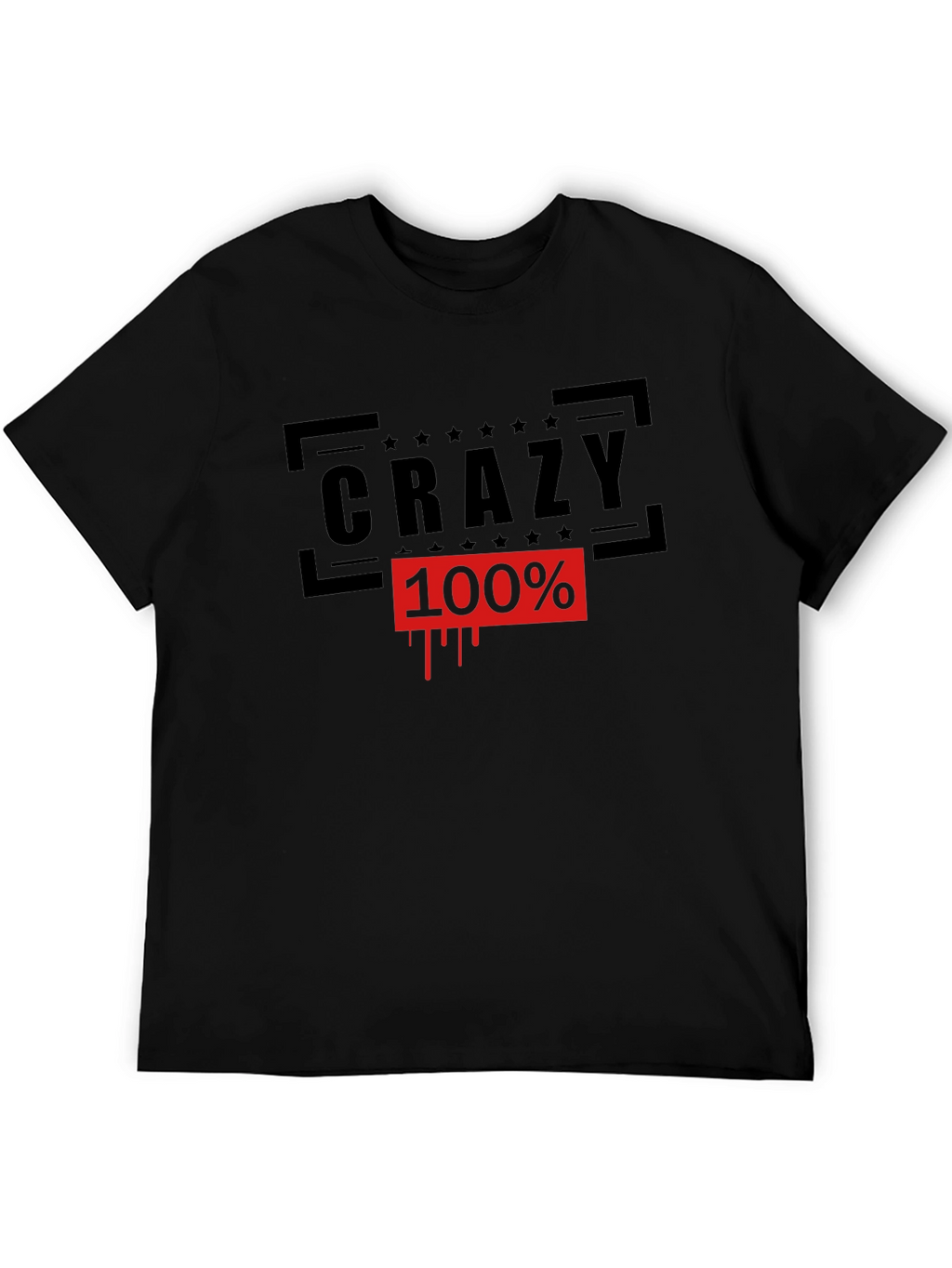 Crazy 100% Graphic Tee - Black Cotton T-Shirt