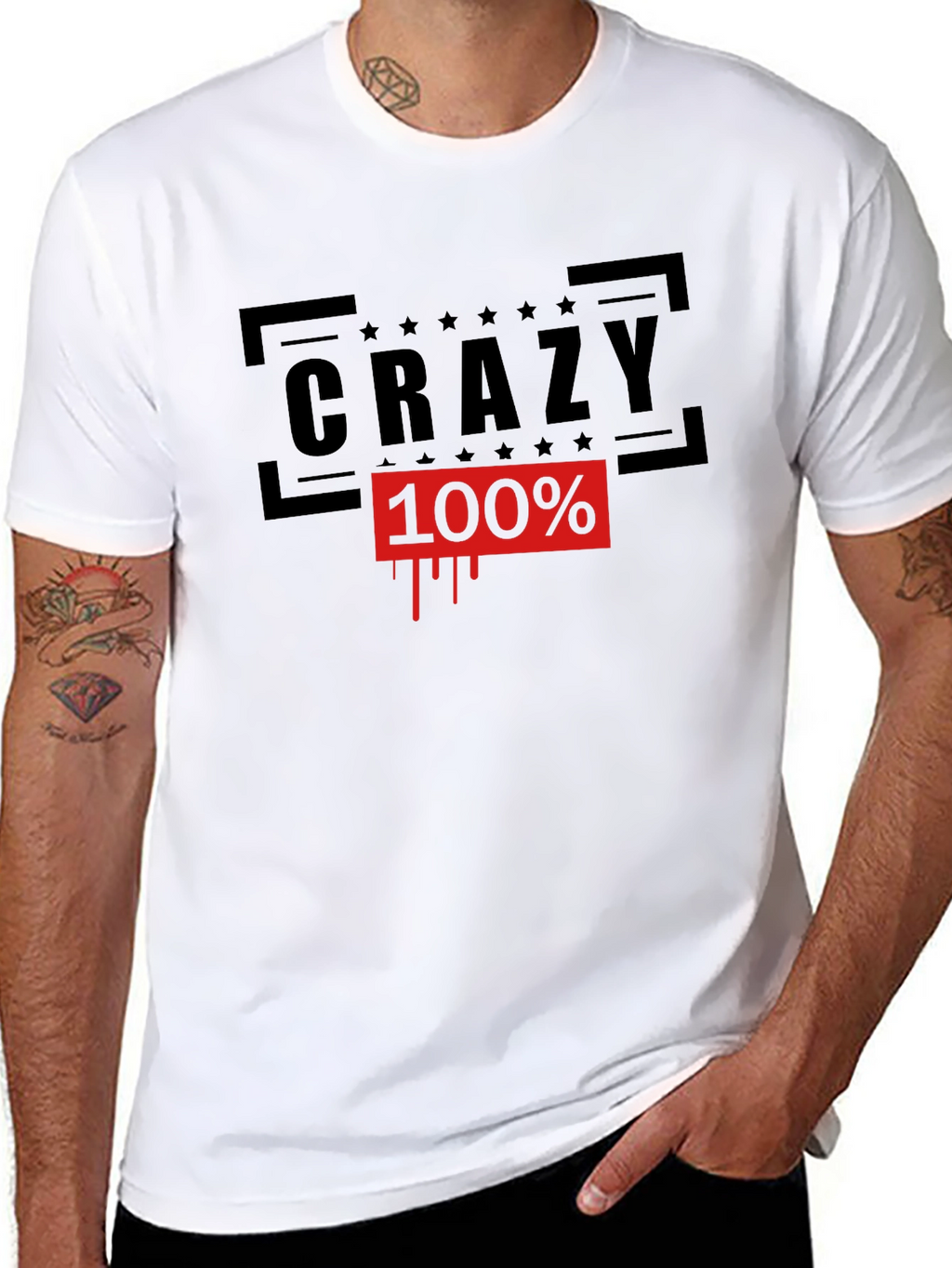 Crazy 100% Graphic Tee - Black Cotton T-Shirt
