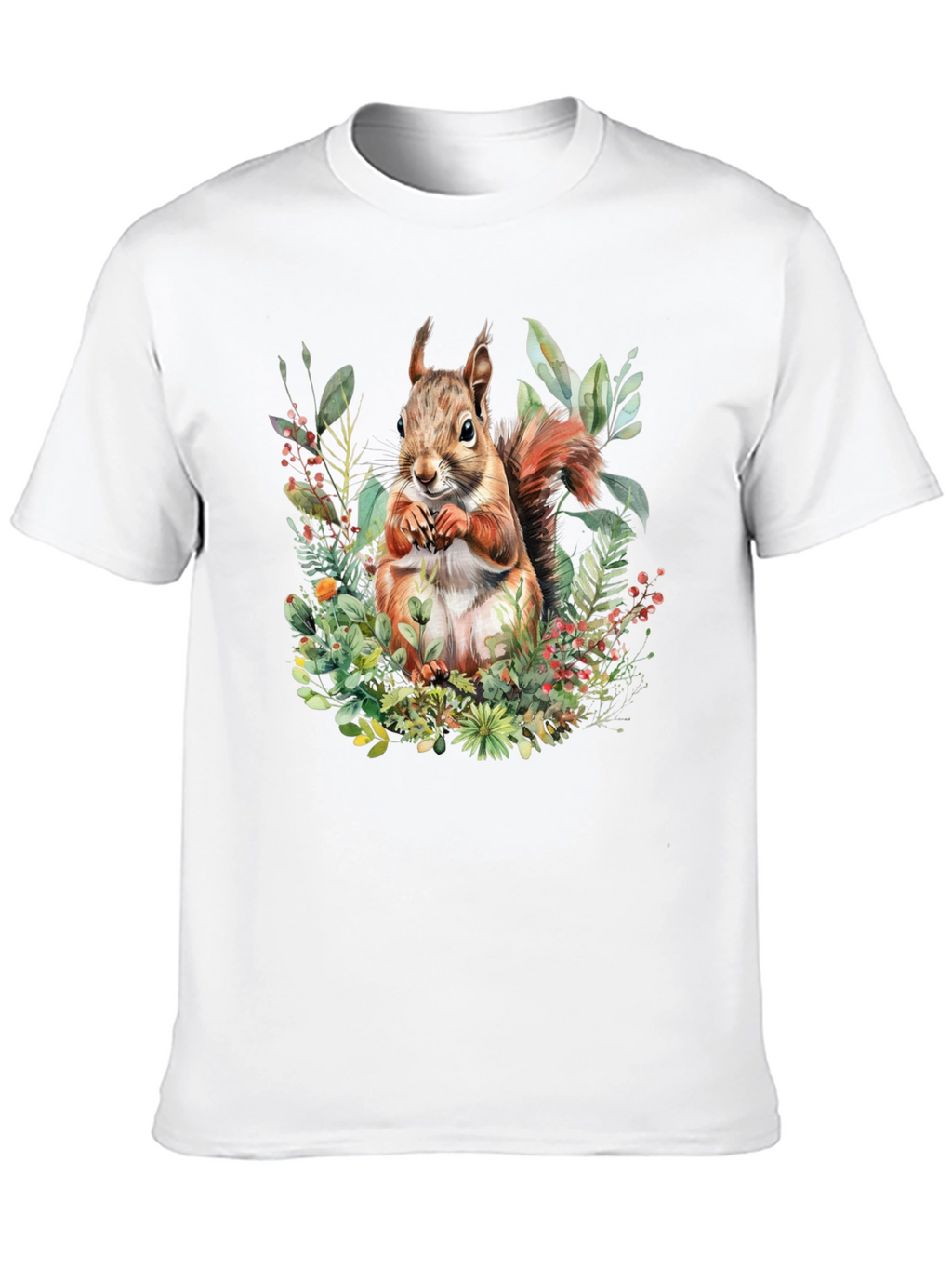 Squirrel Floral Print T-Shirt