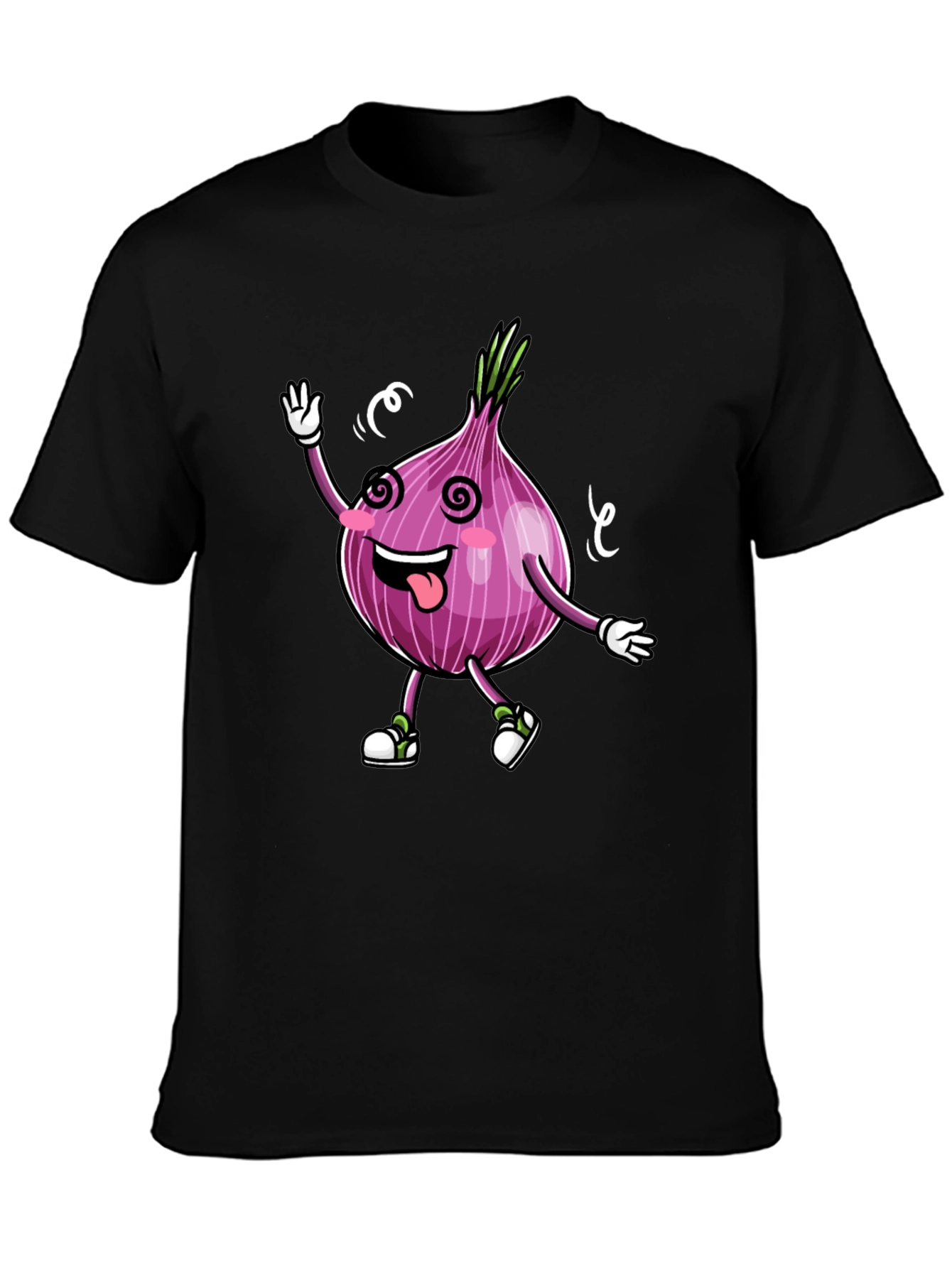 Cartoon Onion Graphic Tee - Black