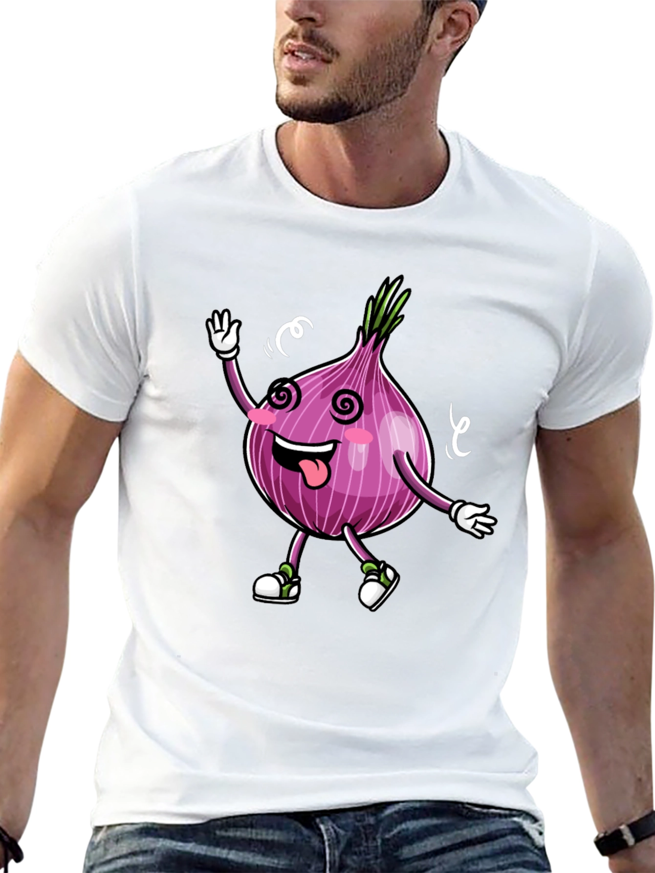 Cartoon Onion Graphic Tee - Black