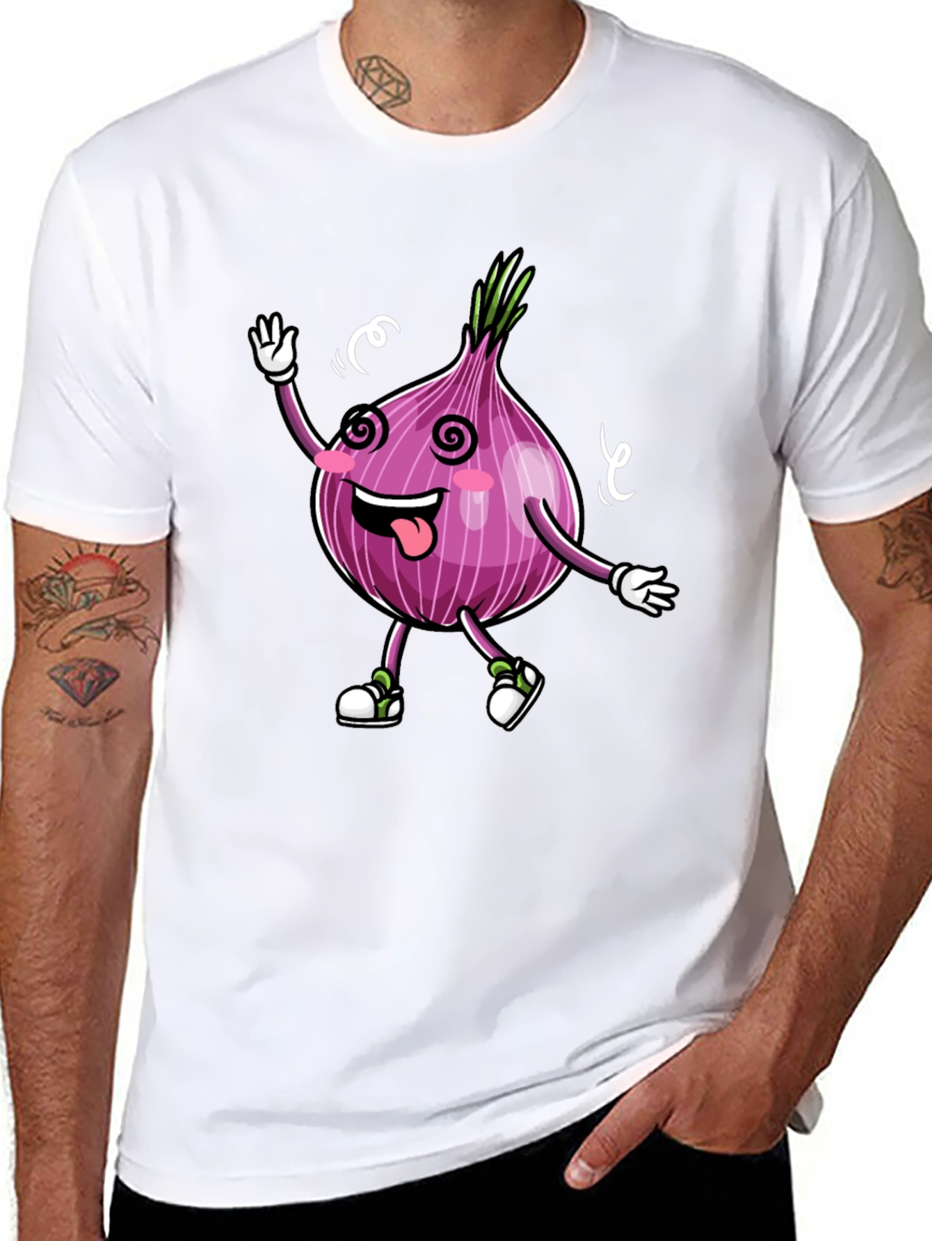 Cartoon Onion Graphic Tee - Black