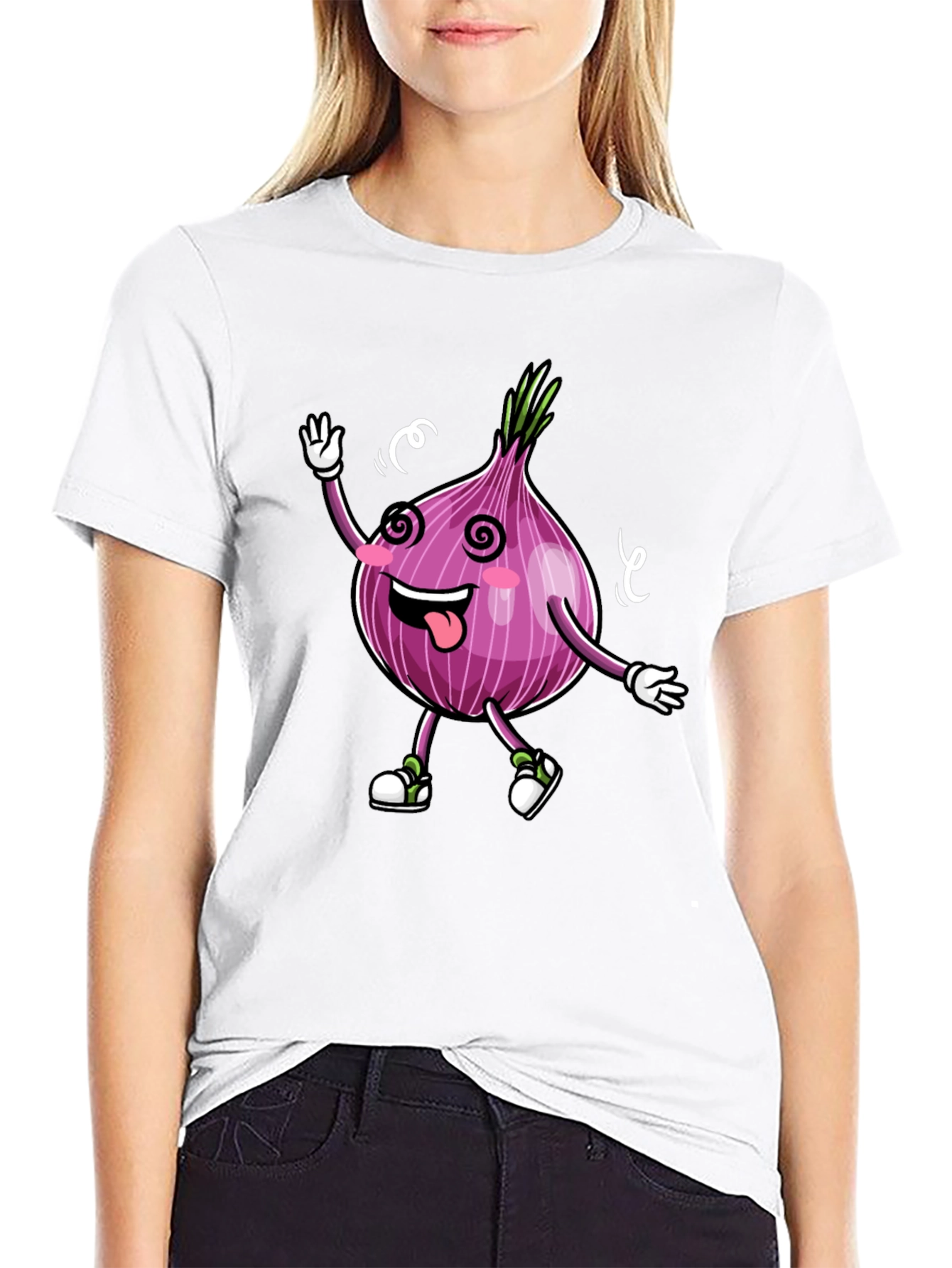Cartoon Onion Graphic Tee - Black