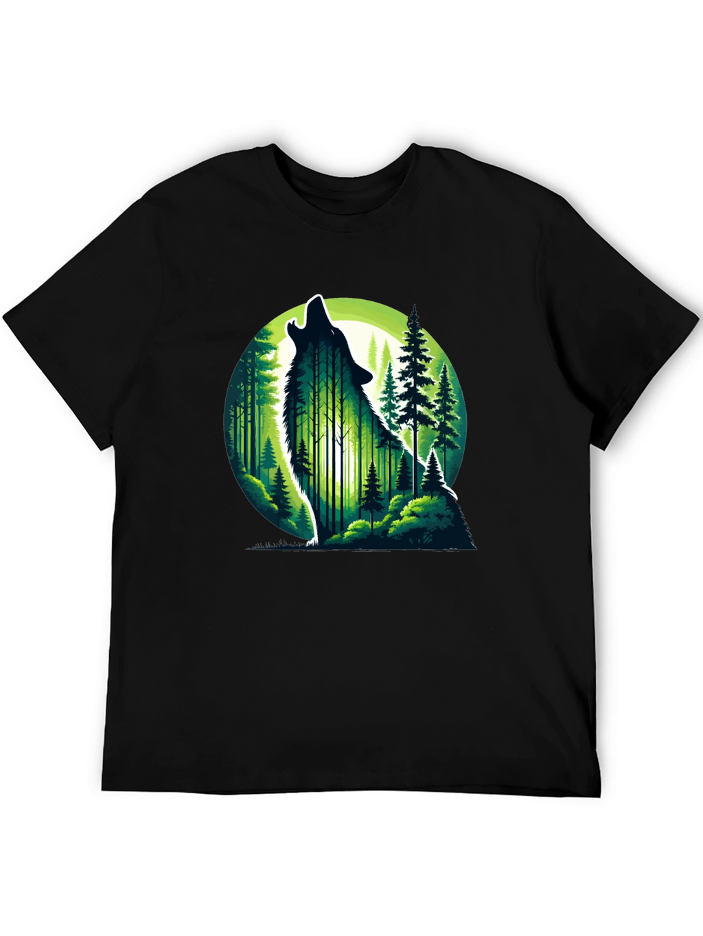 Wolf Howling Moon Forest Graphic Tee