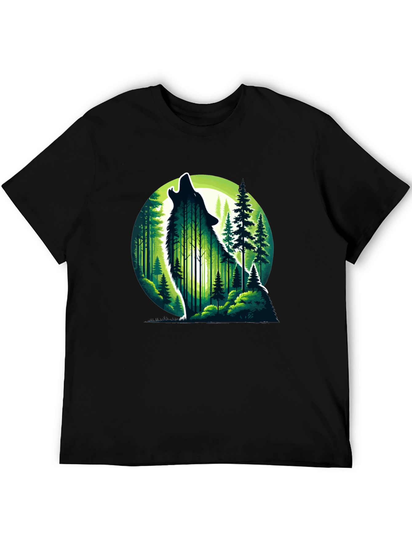 Wolf Howling Moon Forest Graphic Tee