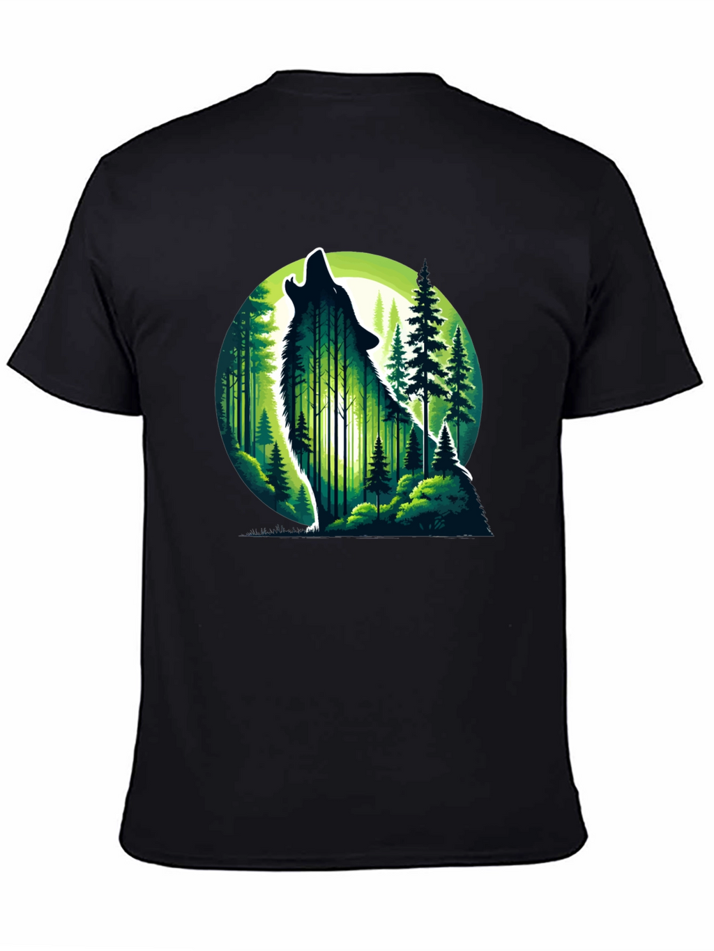 Wolf Howling Moon Forest Graphic Tee