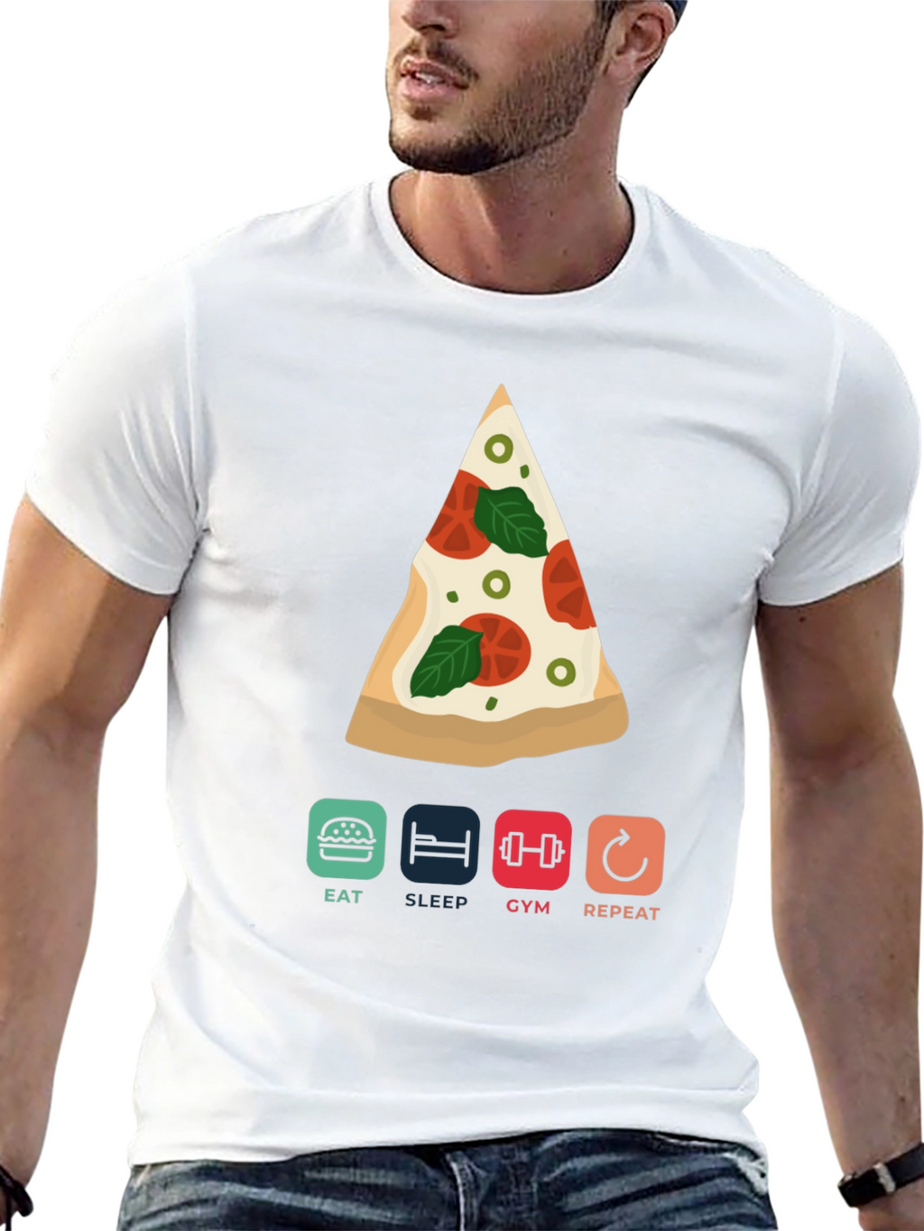 Eat Sleep Gym Pizza Repeat Graphic Tee