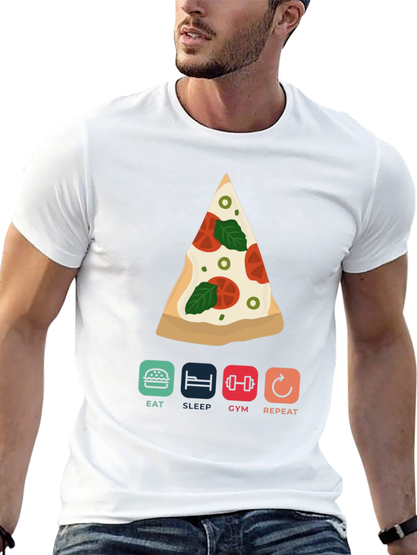 Eat Sleep Gym Pizza Repeat Graphic Tee