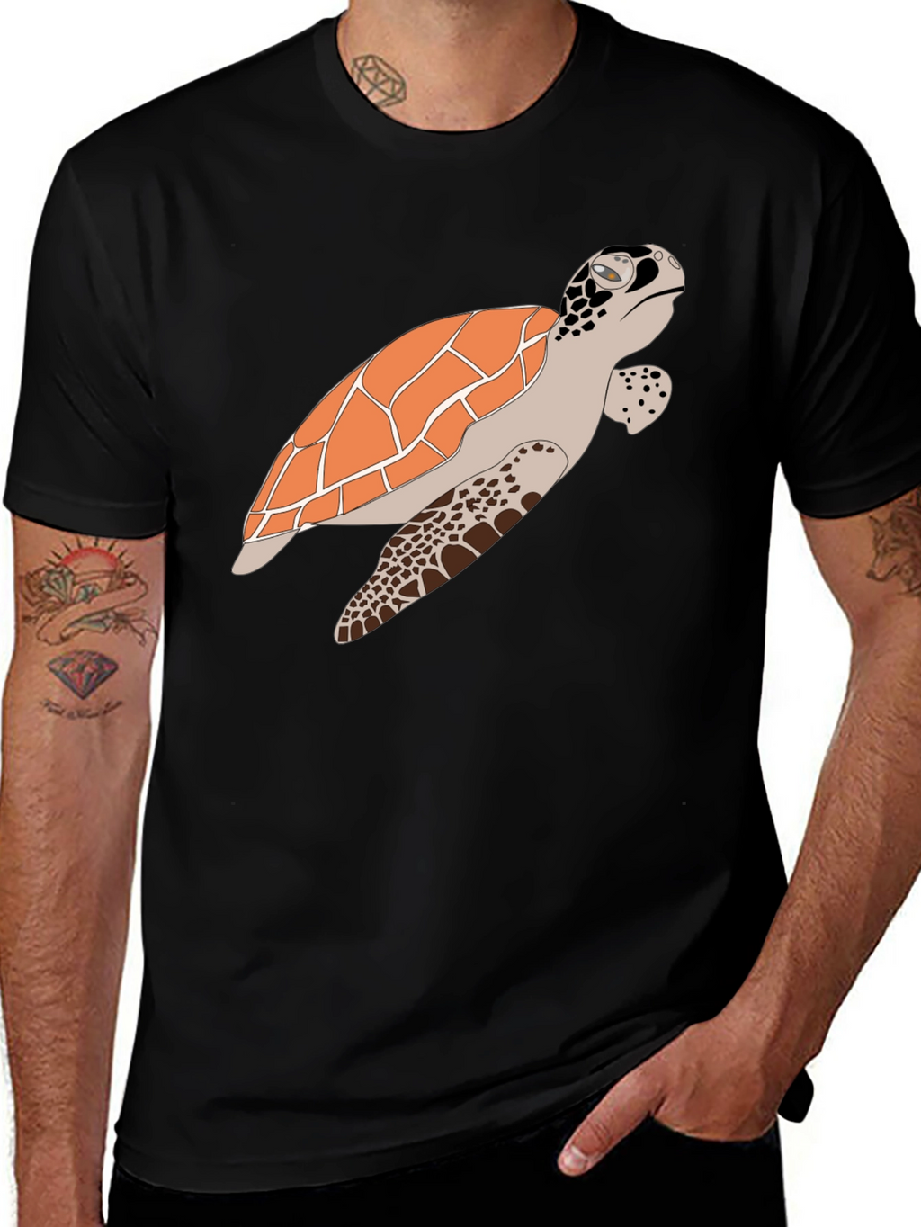 Sea Turtle Graphic Tee - Casual Black T-Shirt