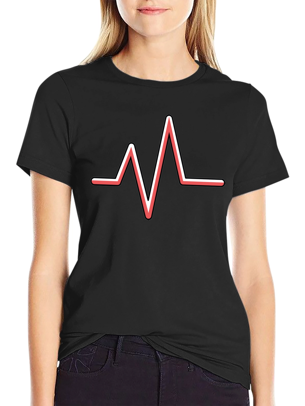 Heartbeat Graphic Tee - Black Cotton Blend
