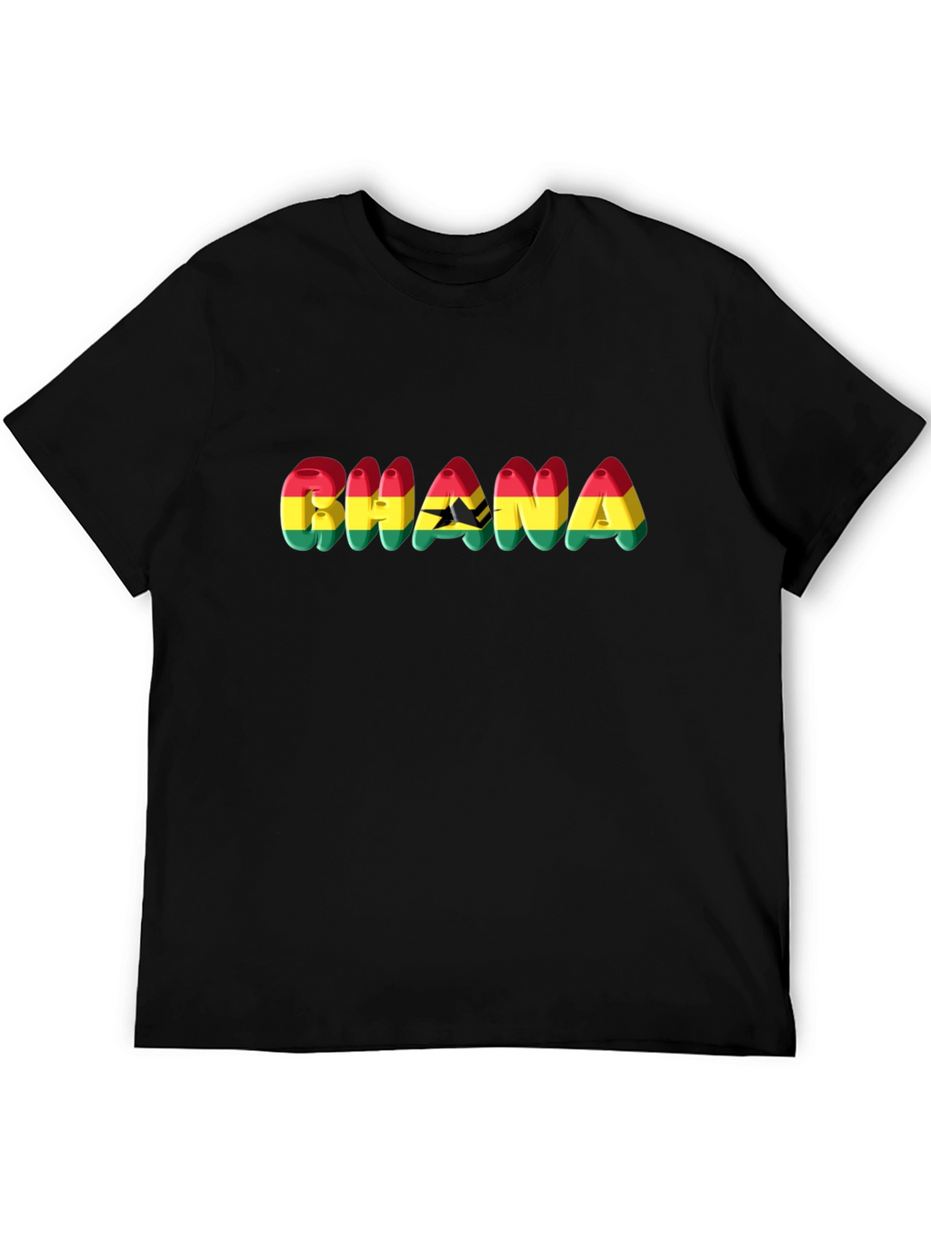 Ghana Flag Graphic Black T-Shirt