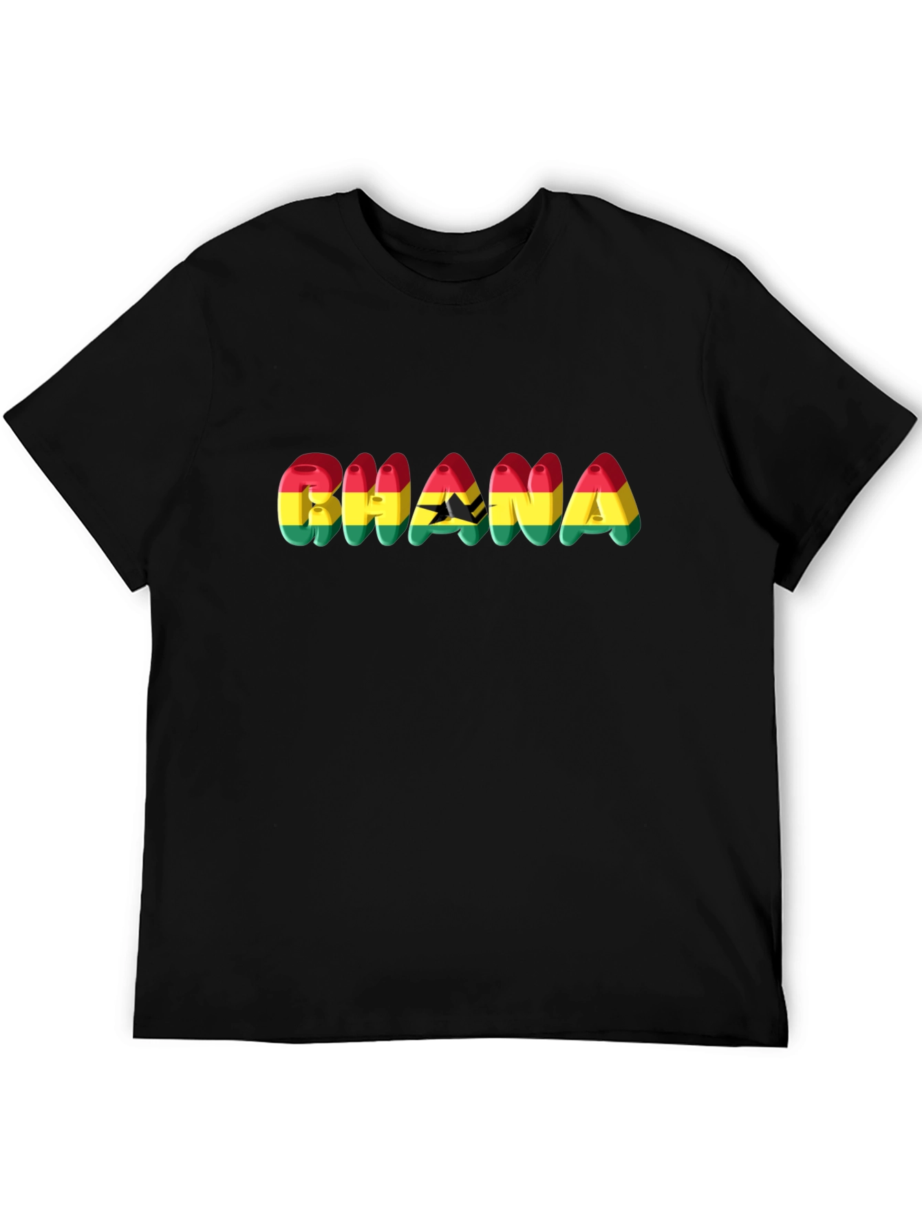 Ghana Flag Graphic Black T-Shirt