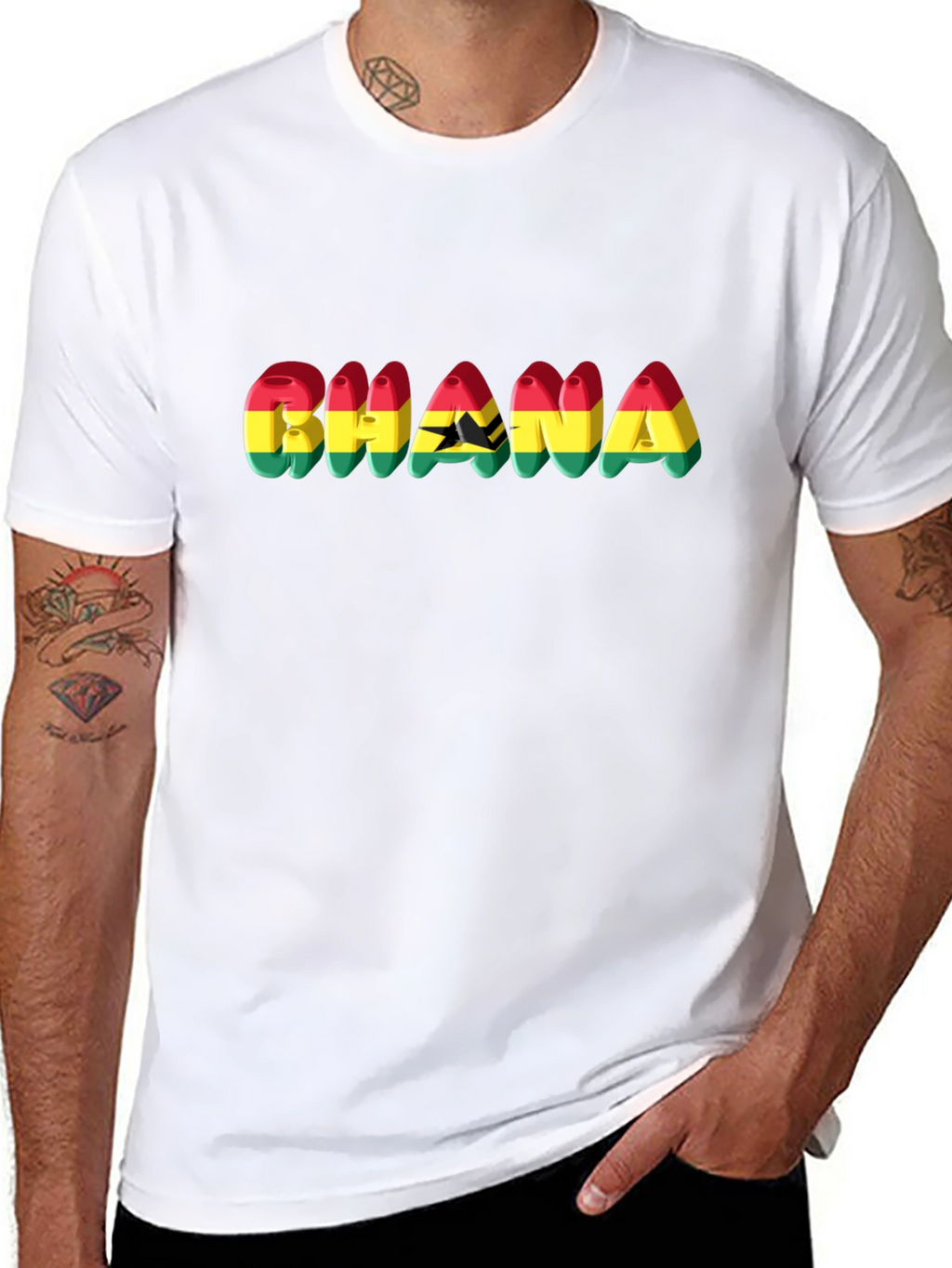 Ghana Flag Graphic Black T-Shirt