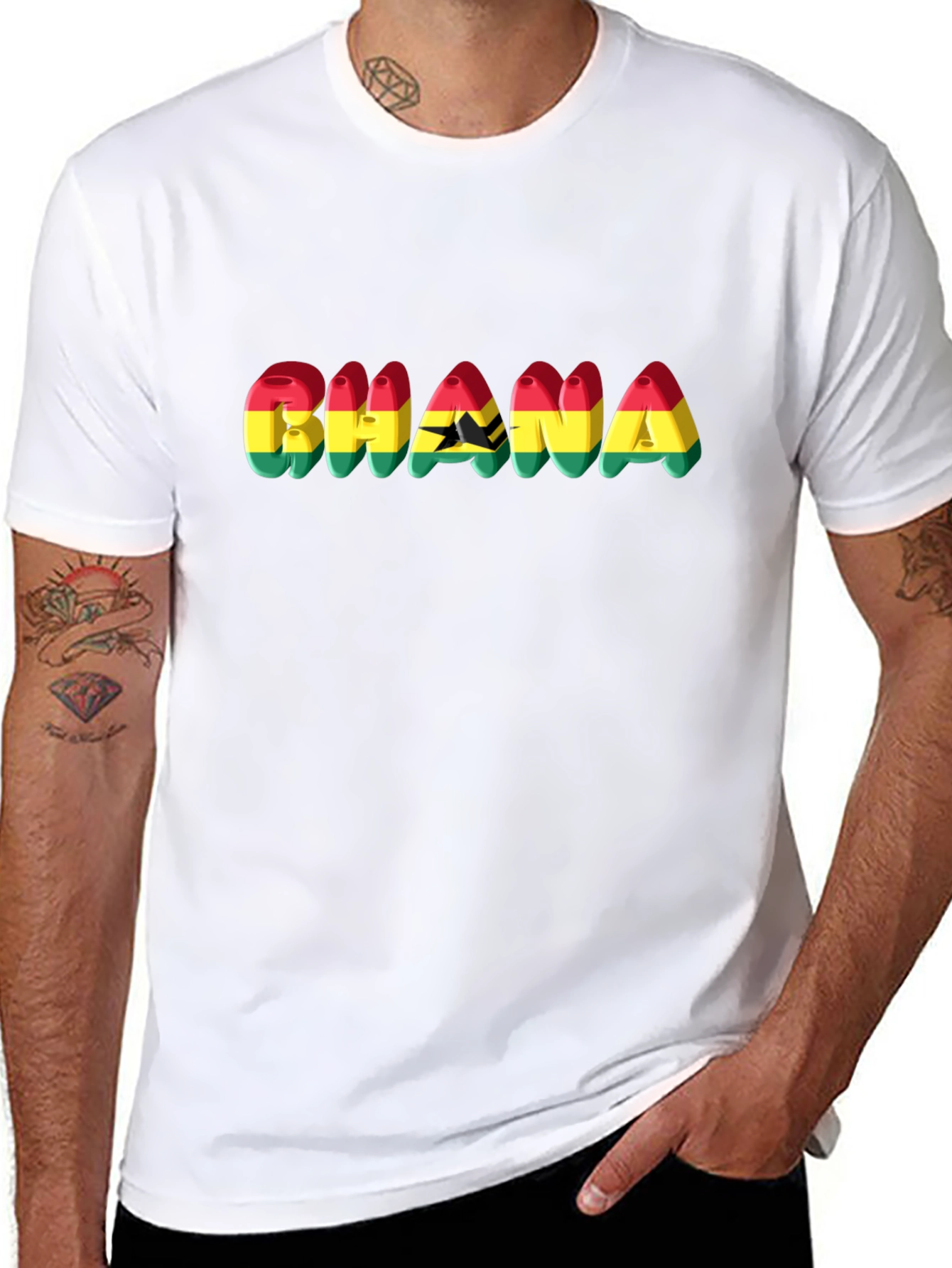 Ghana Flag Graphic Black T-Shirt