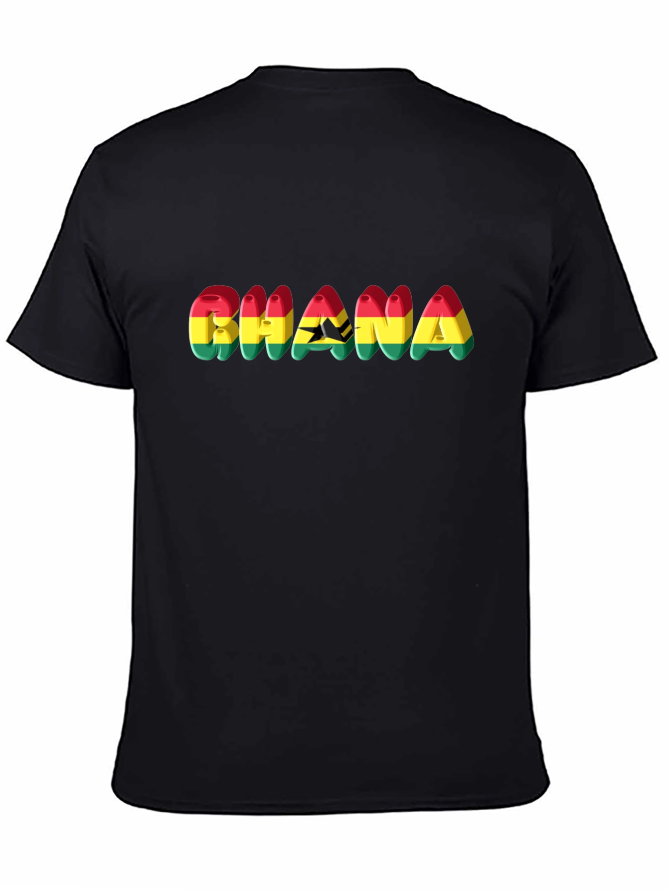 Ghana Flag Graphic Black T-Shirt