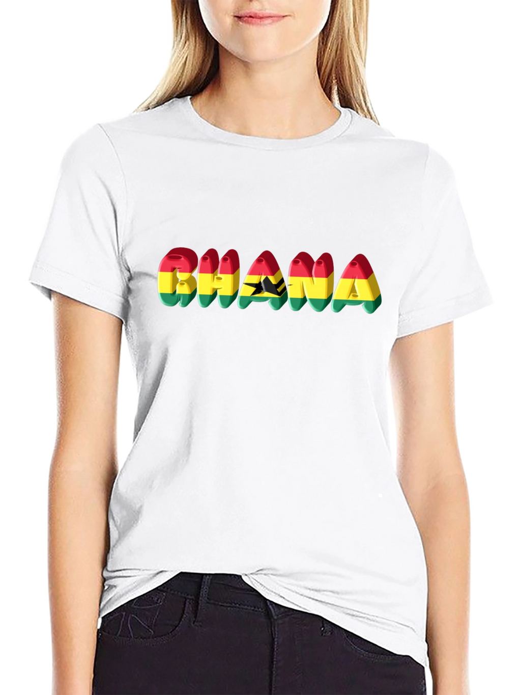 Ghana Flag Graphic Black T-Shirt