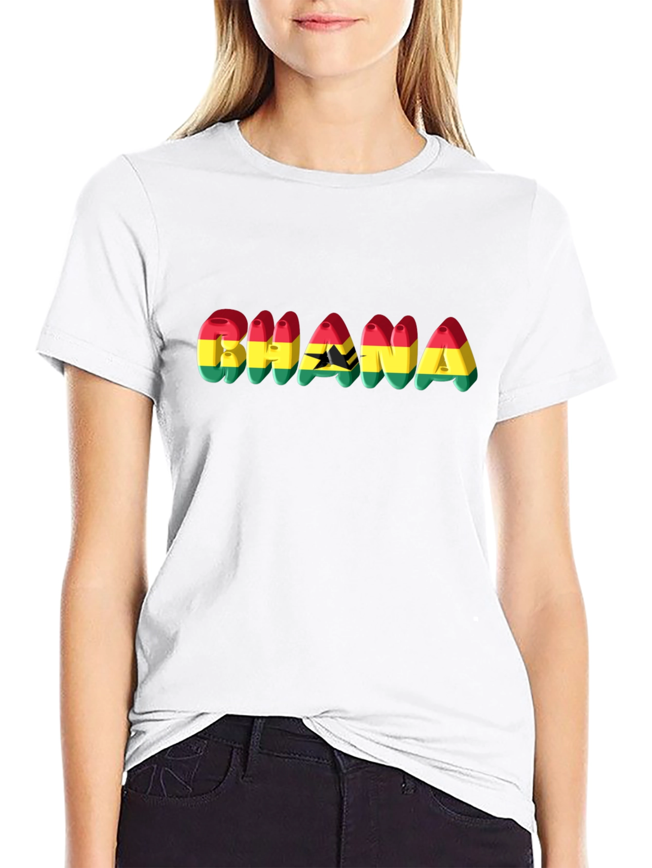 Ghana Flag Graphic Black T-Shirt