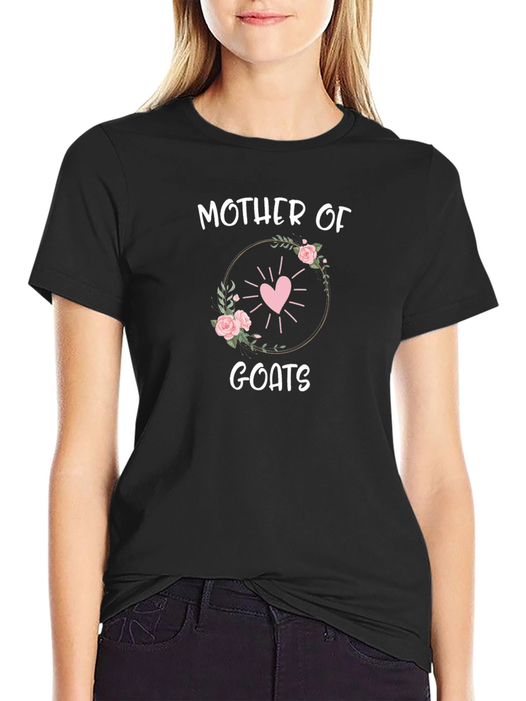 Mother of Goats T-Shirt - Floral Heart Design