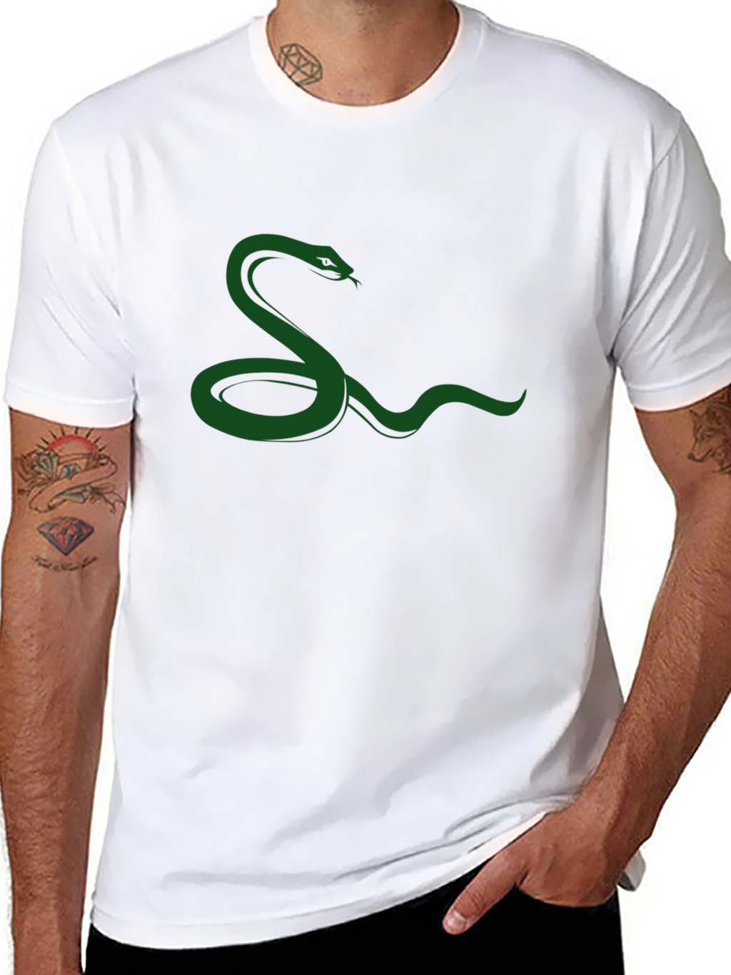 Green Snake Graphic Black T-Shirt