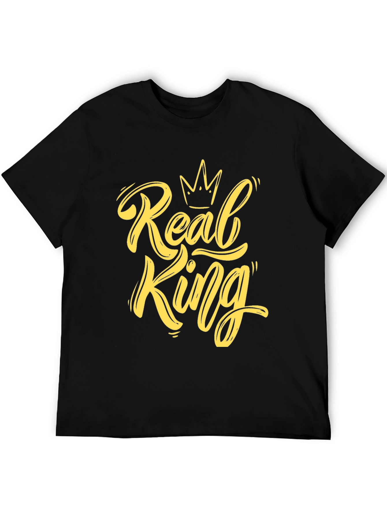 Real King Graphic Tee - Mens Black Crew Neck T-Shirt