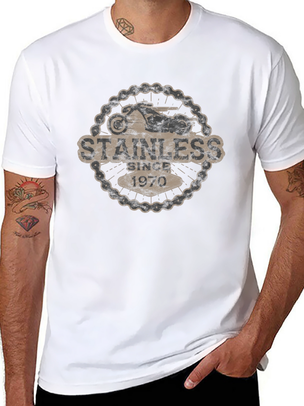 Stainless Since 1970 Motorcycle T-Shirt - Black