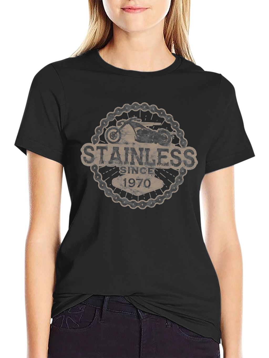 Stainless Since 1970 Motorcycle T-Shirt - Black