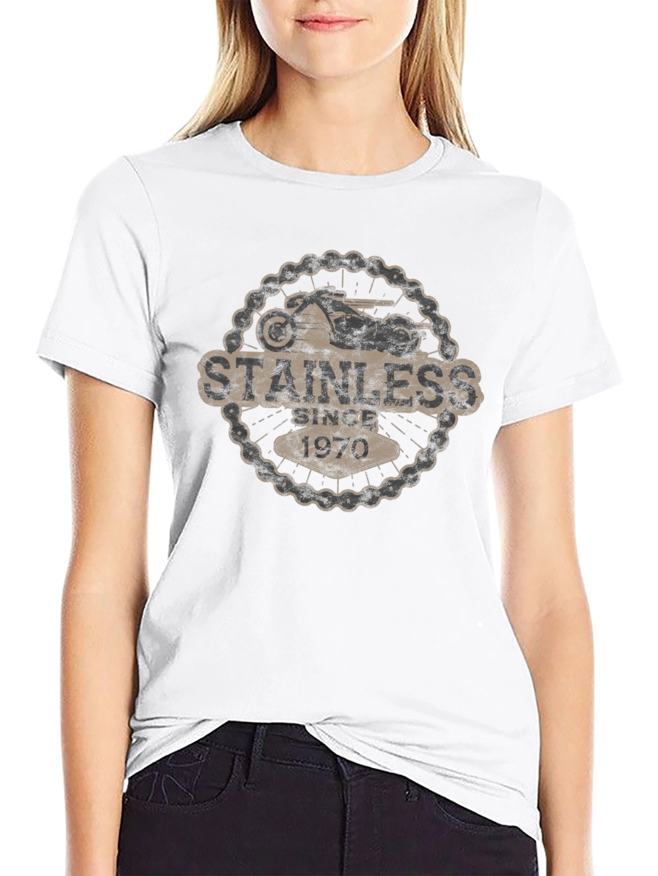 Stainless Since 1970 Motorcycle T-Shirt - Black