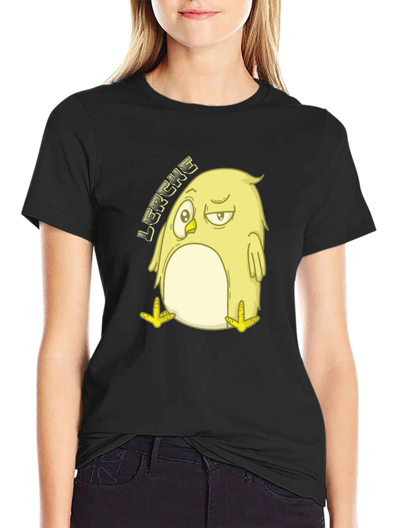 Funny Bird Graphic Tee - Black Casual T-Shirt