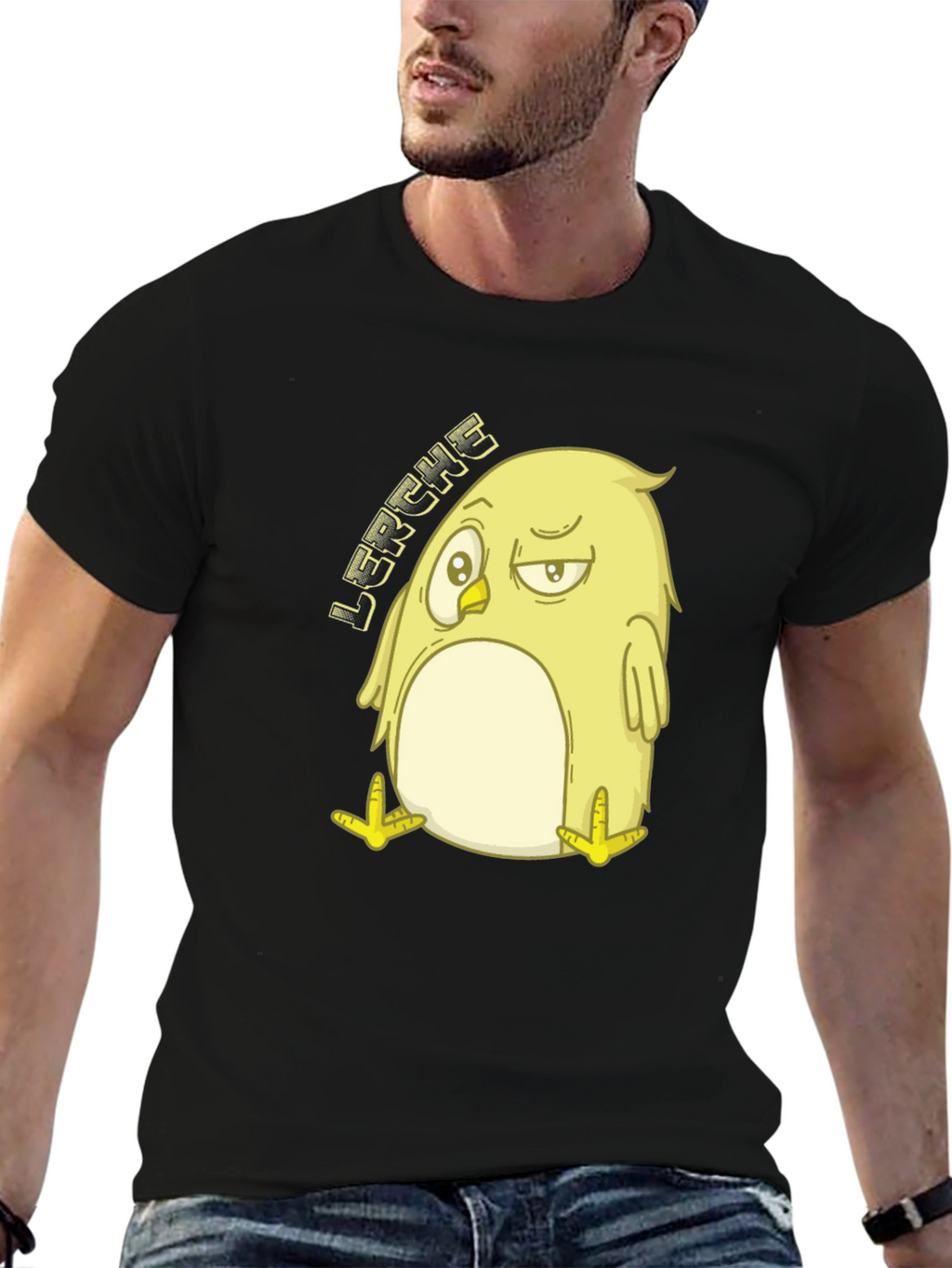 Funny Bird Graphic Tee - Black Casual T-Shirt