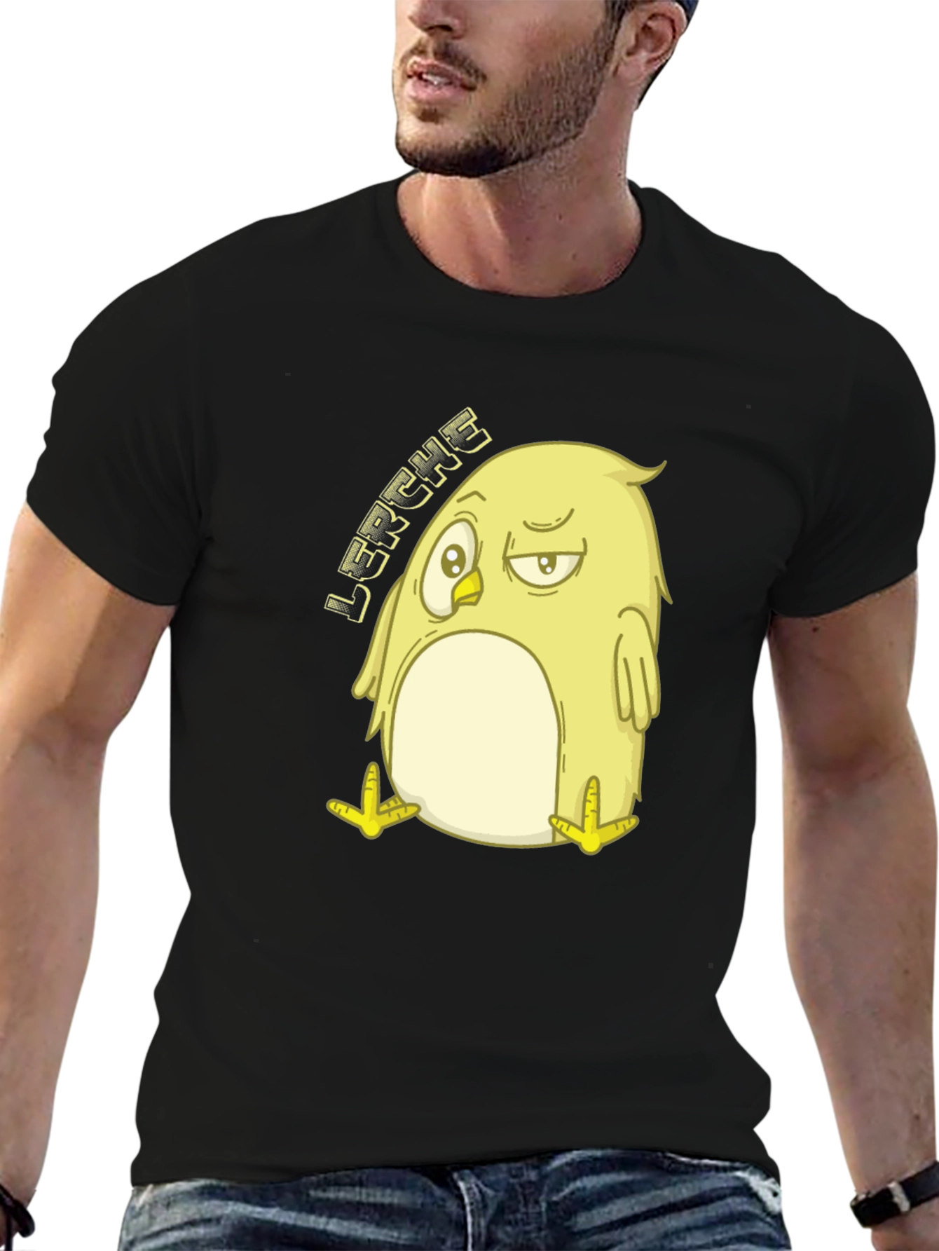 Funny Bird Graphic Tee - Black Casual T-Shirt