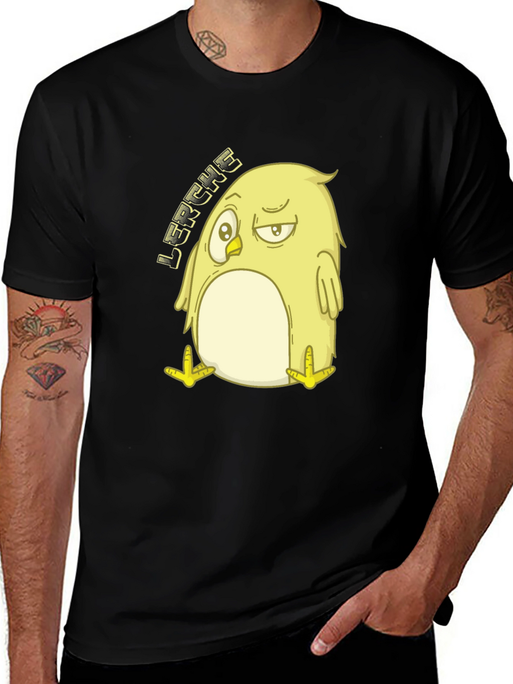 Funny Bird Graphic Tee - Black Casual T-Shirt
