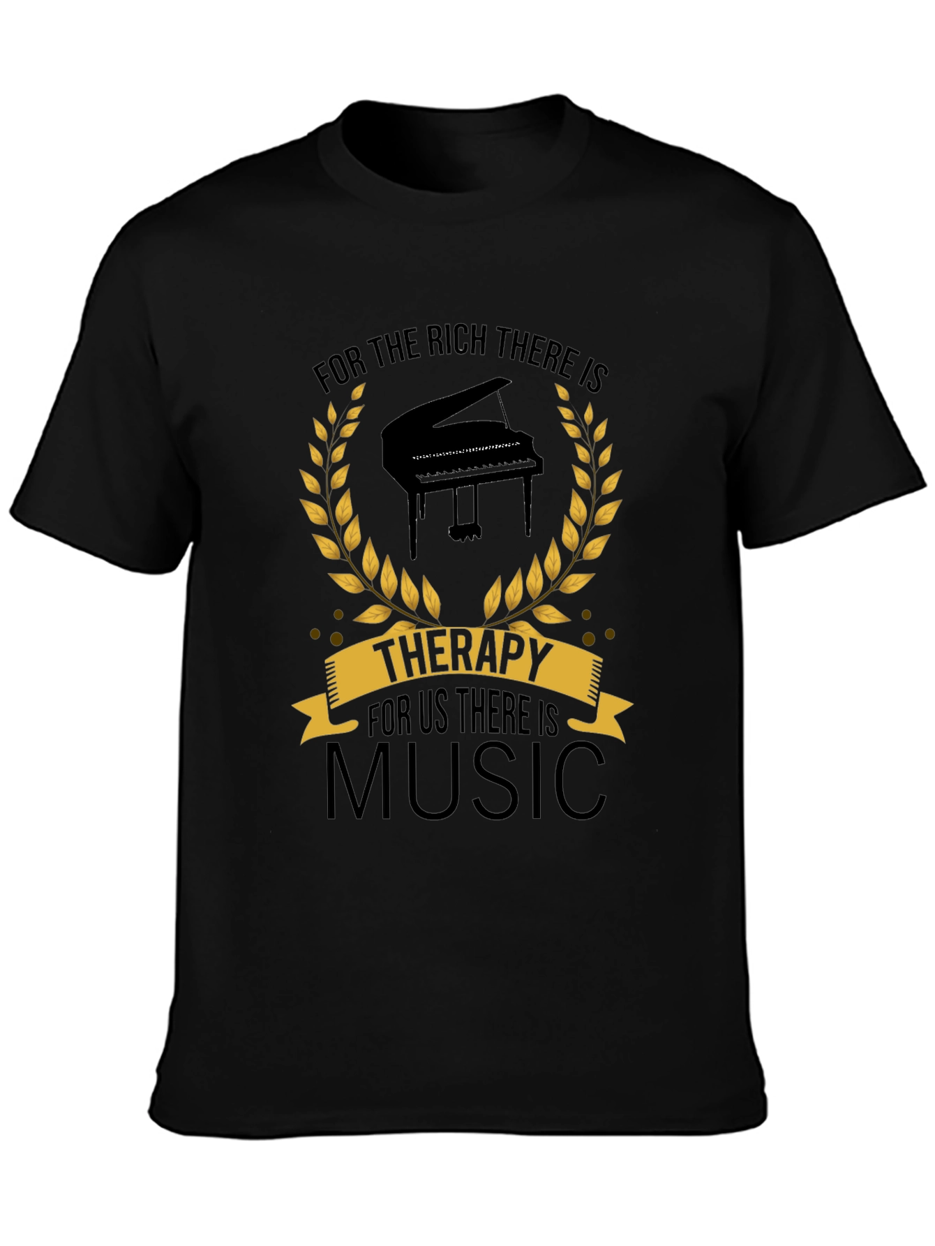 Music Therapy Black T-Shirt - Musicians Gift