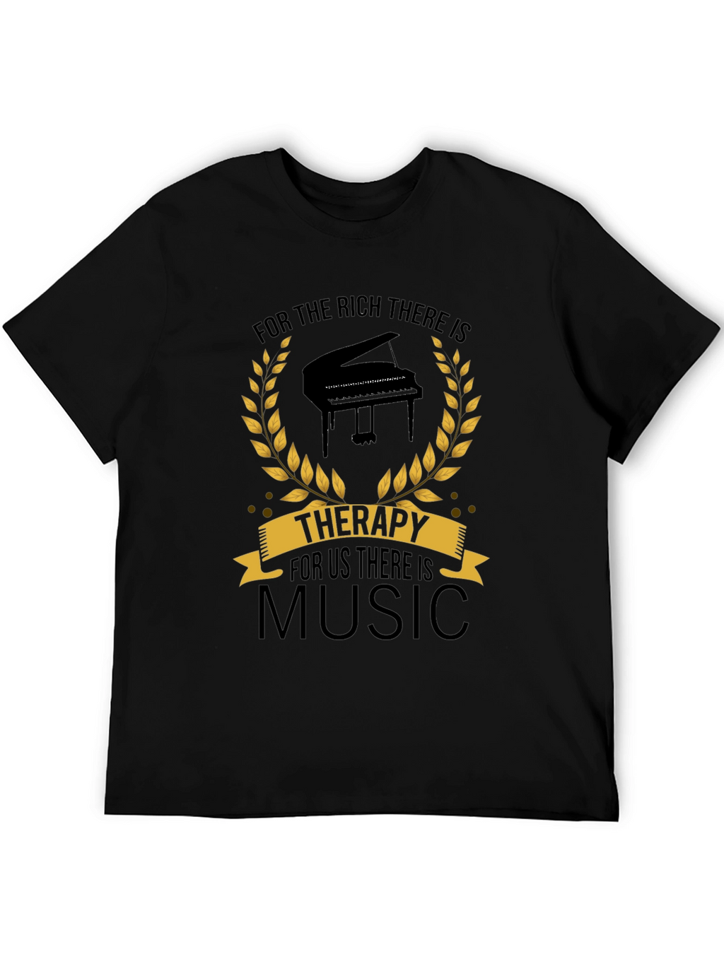 Music Therapy Black T-Shirt - Musicians Gift