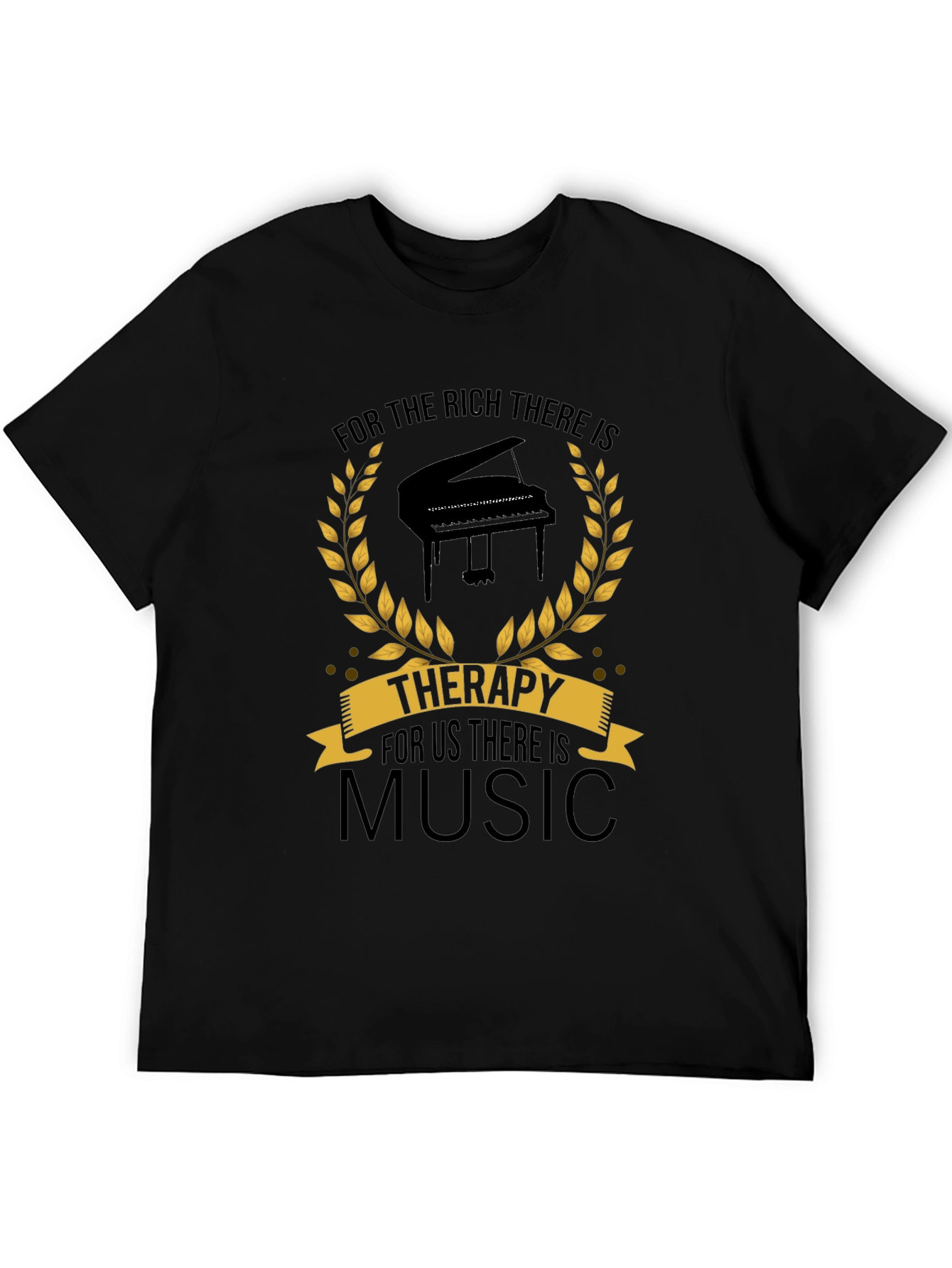 Music Therapy Black T-Shirt - Musicians Gift