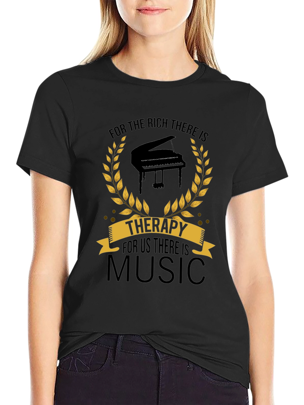 Music Therapy Black T-Shirt - Musicians Gift