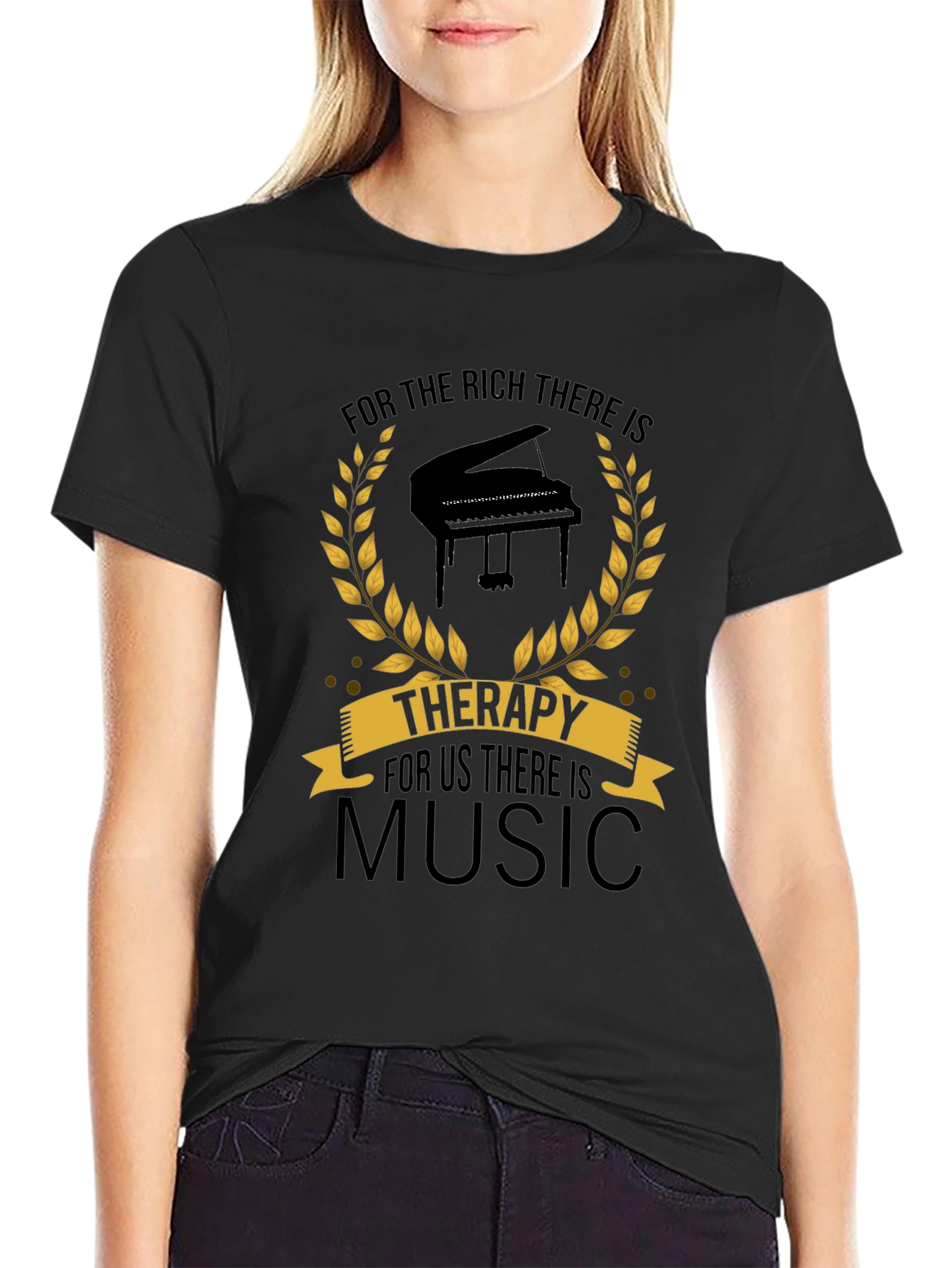 Music Therapy Black T-Shirt - Musicians Gift