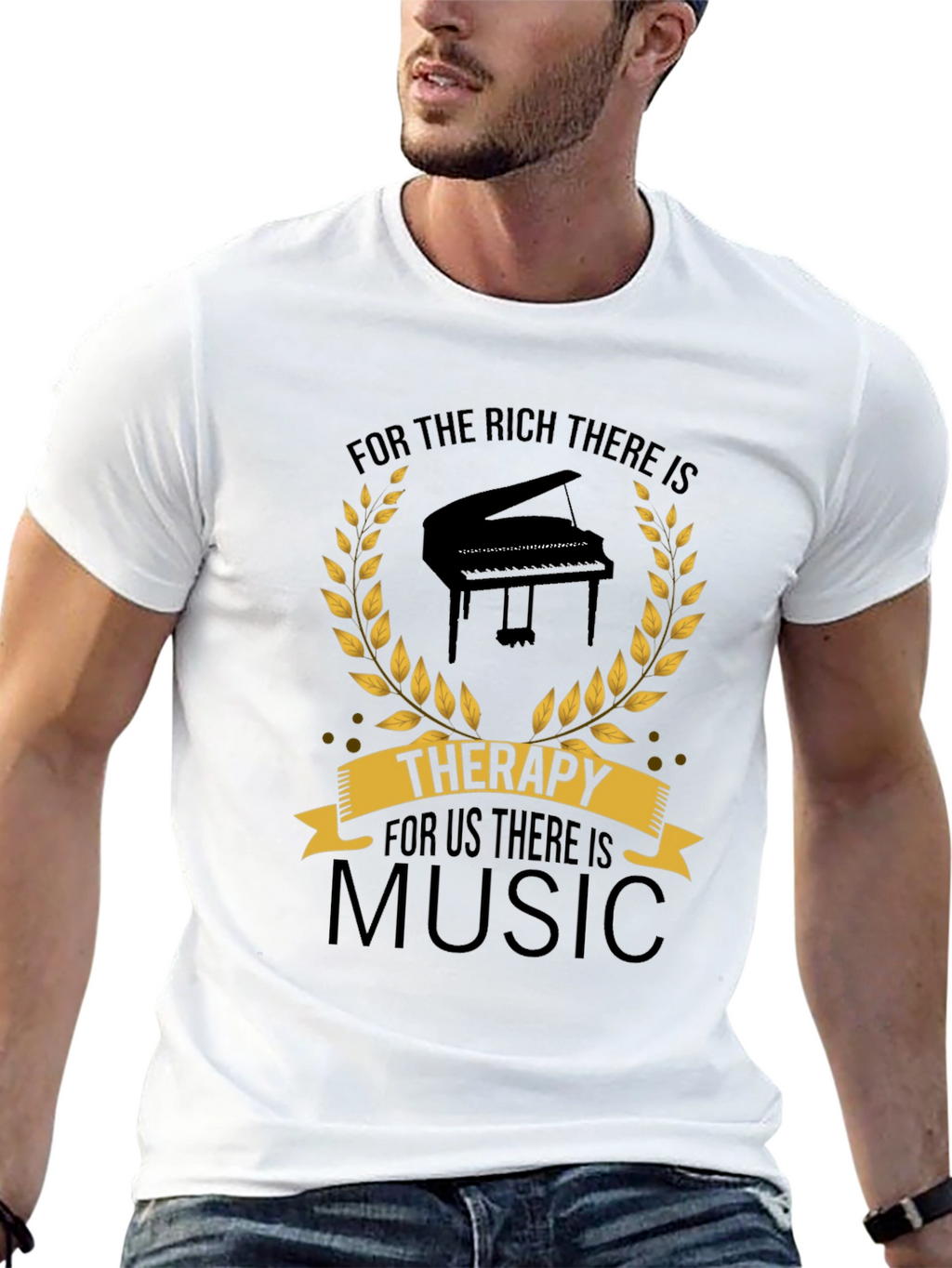 Music Therapy Black T-Shirt - Musicians Gift