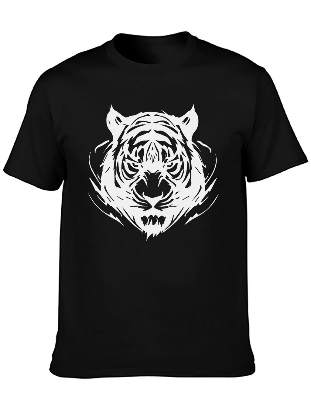 Bold Tiger Graphic Tee - Black Cotton T-Shirt