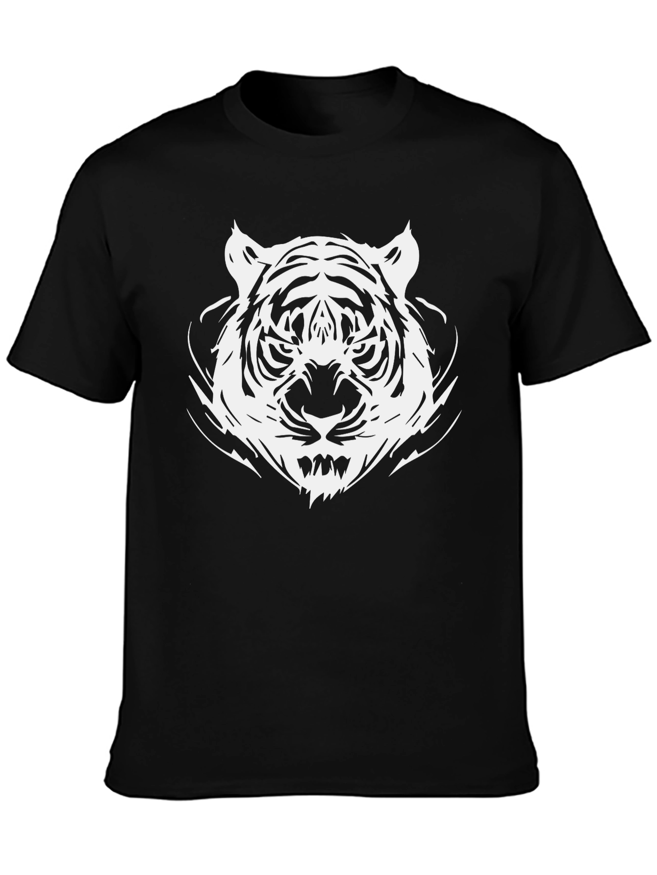 Bold Tiger Graphic Tee - Black Cotton T-Shirt