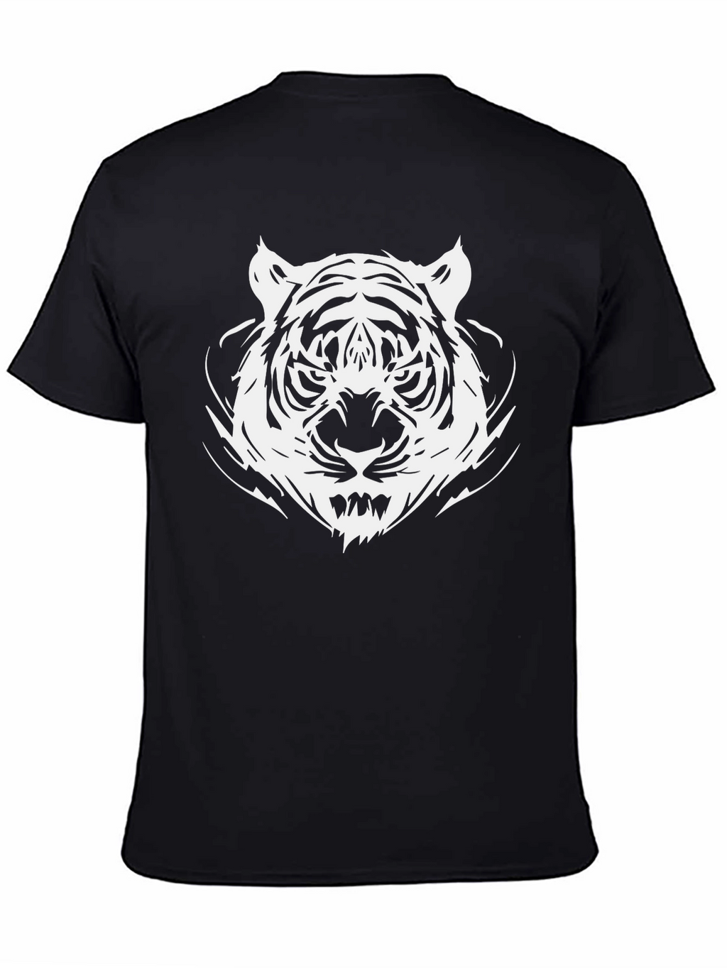 Bold Tiger Graphic Tee - Black Cotton T-Shirt