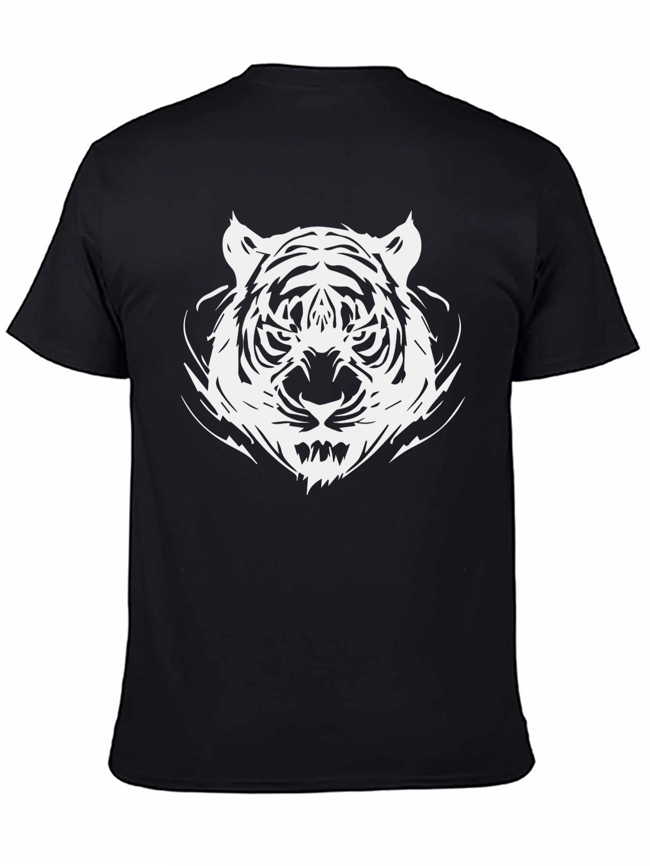 Bold Tiger Graphic Tee - Black Cotton T-Shirt