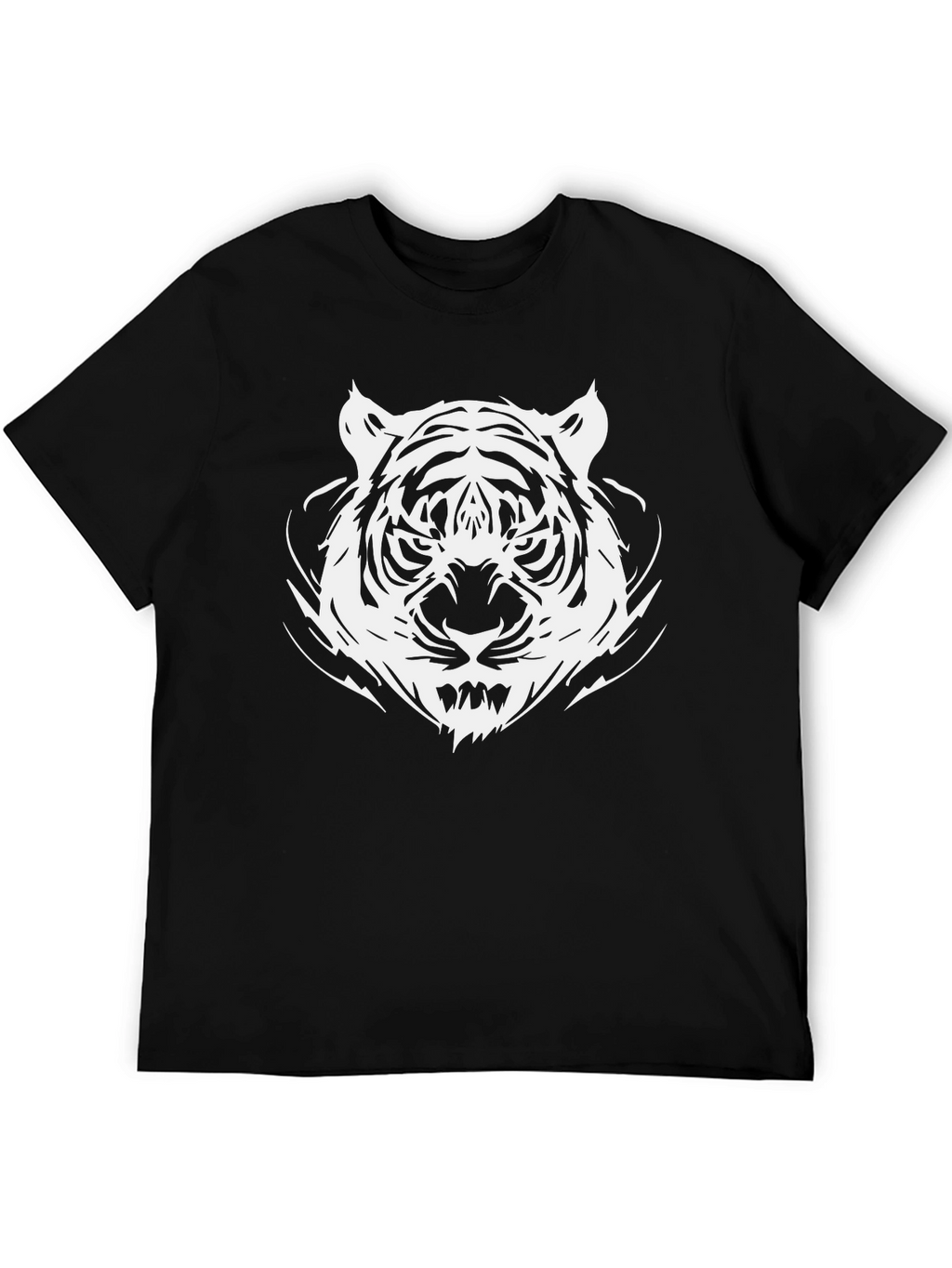 Bold Tiger Graphic Tee - Black Cotton T-Shirt